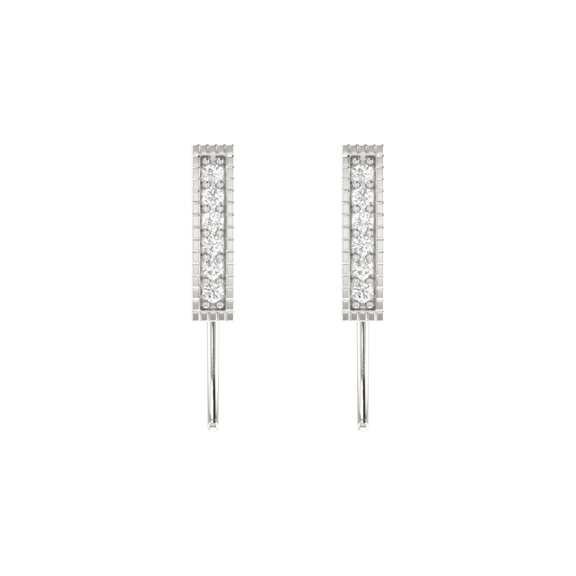 Spire Pave Platinum Plated Lab Grown Diamond Earrings