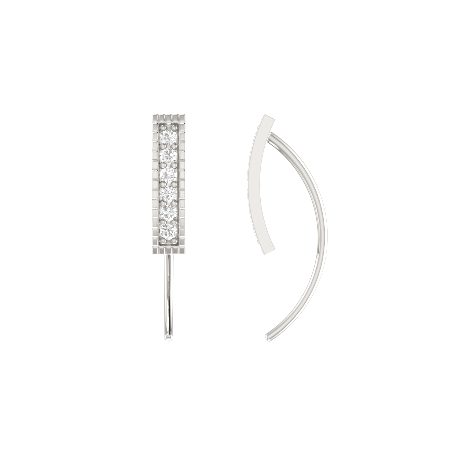 Spire Pave Platinum Plated Lab Grown Diamond Earrings