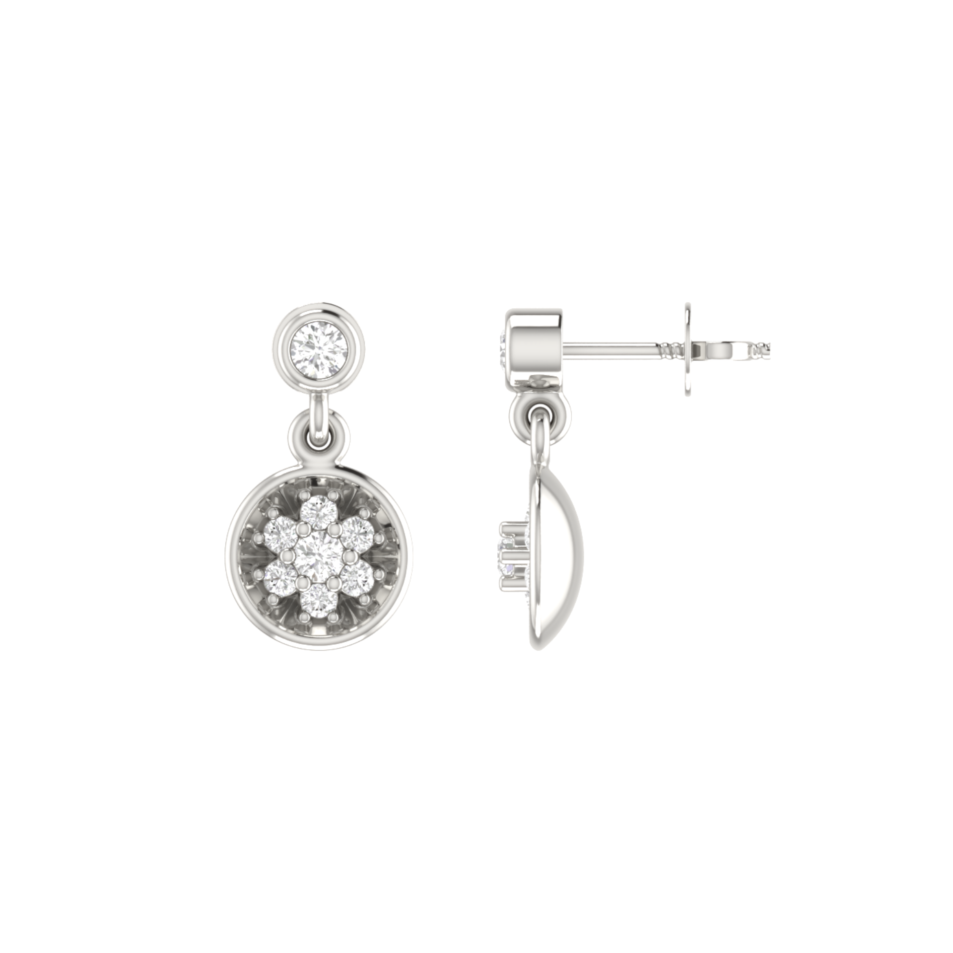 Oculus Cluster Platinum Plated Lab Grown Diamond Earrings