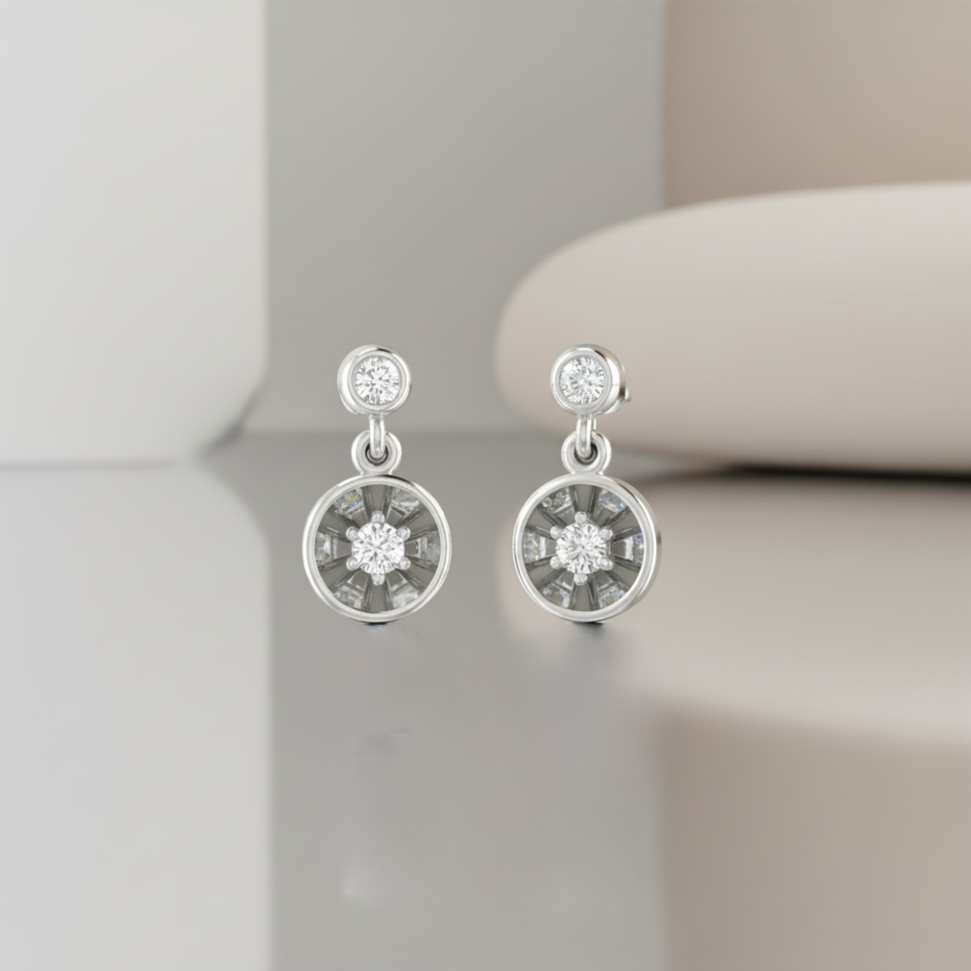 Turbine Platinum Plated Lab Grown Diamond Earrings