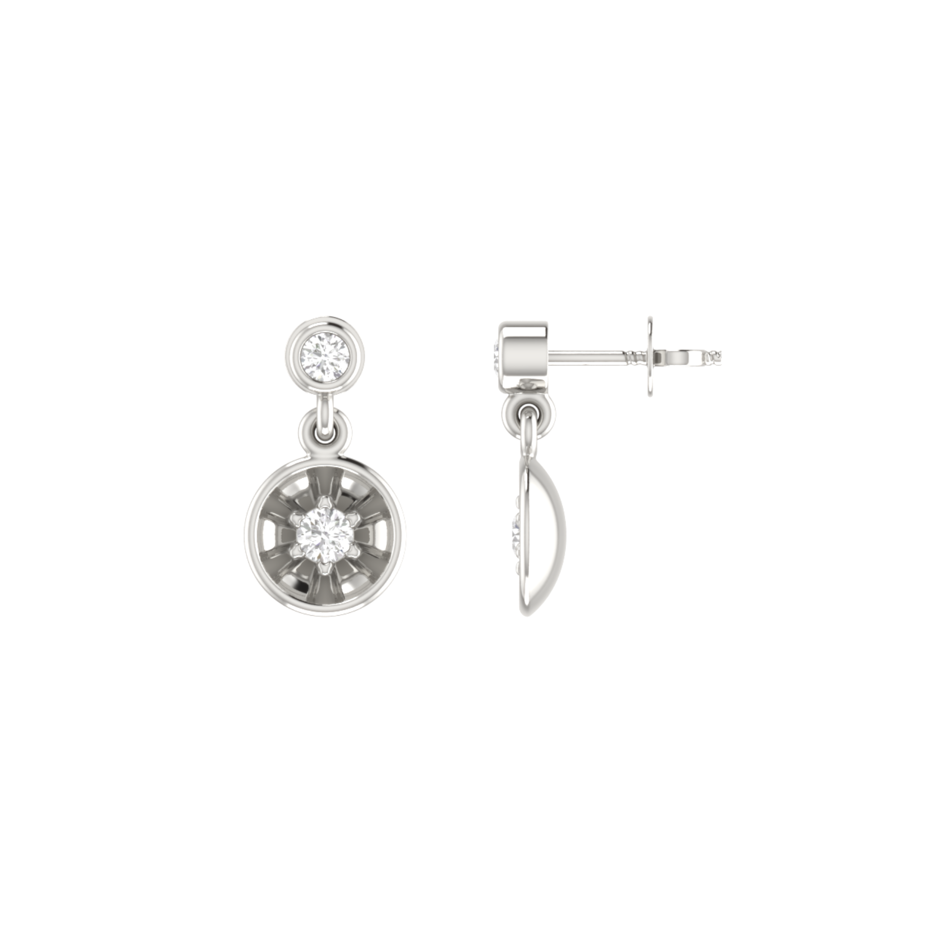 Turbine Platinum Plated Lab Grown Diamond Earrings