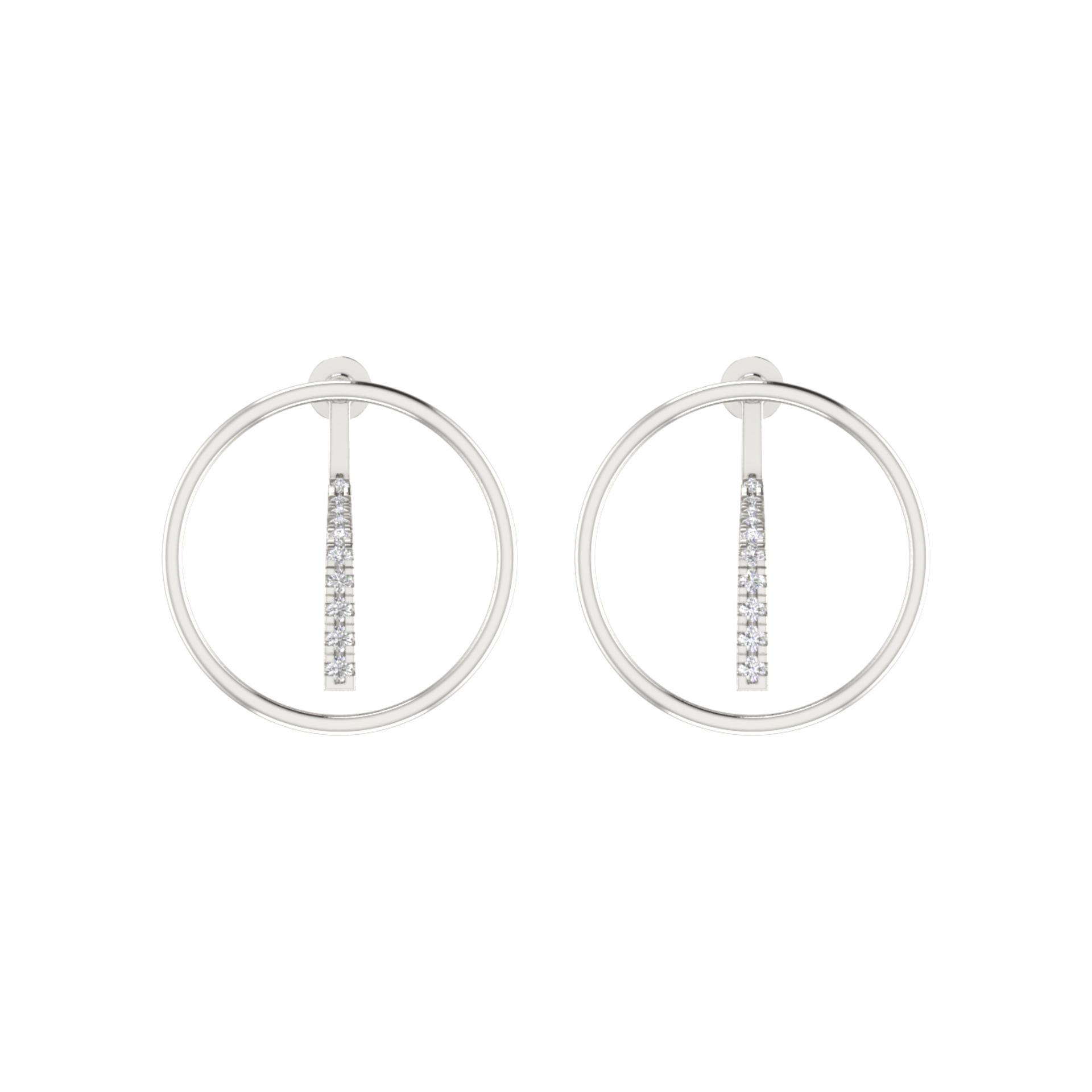 Slant Pave Orbits Platinum Plated Lab Grown Diamond Earrings