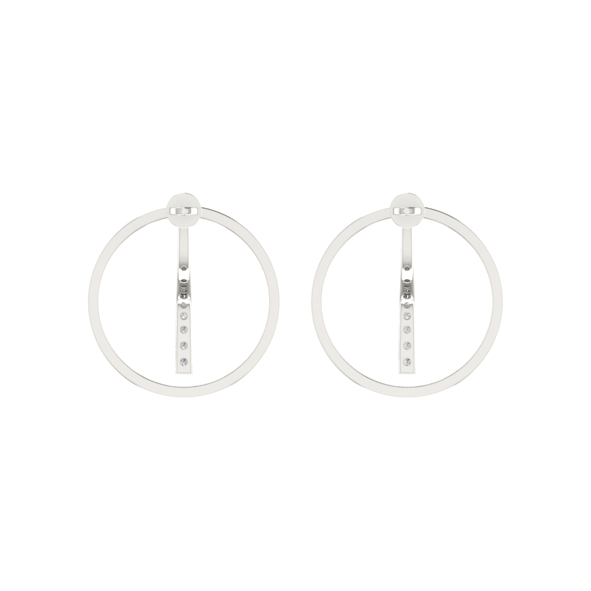 Slant Pave Orbits Platinum Plated Lab Grown Diamond Earrings