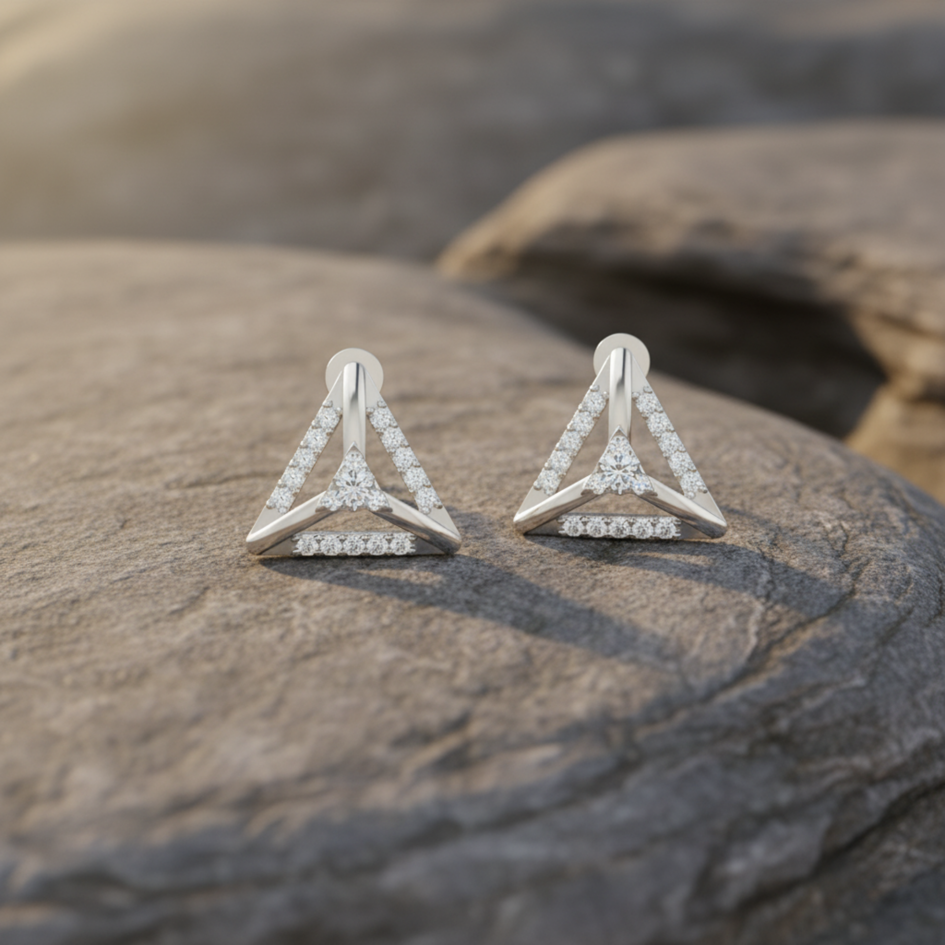 Shard Spark Platinum Plated Lab Grown Diamond Earrings