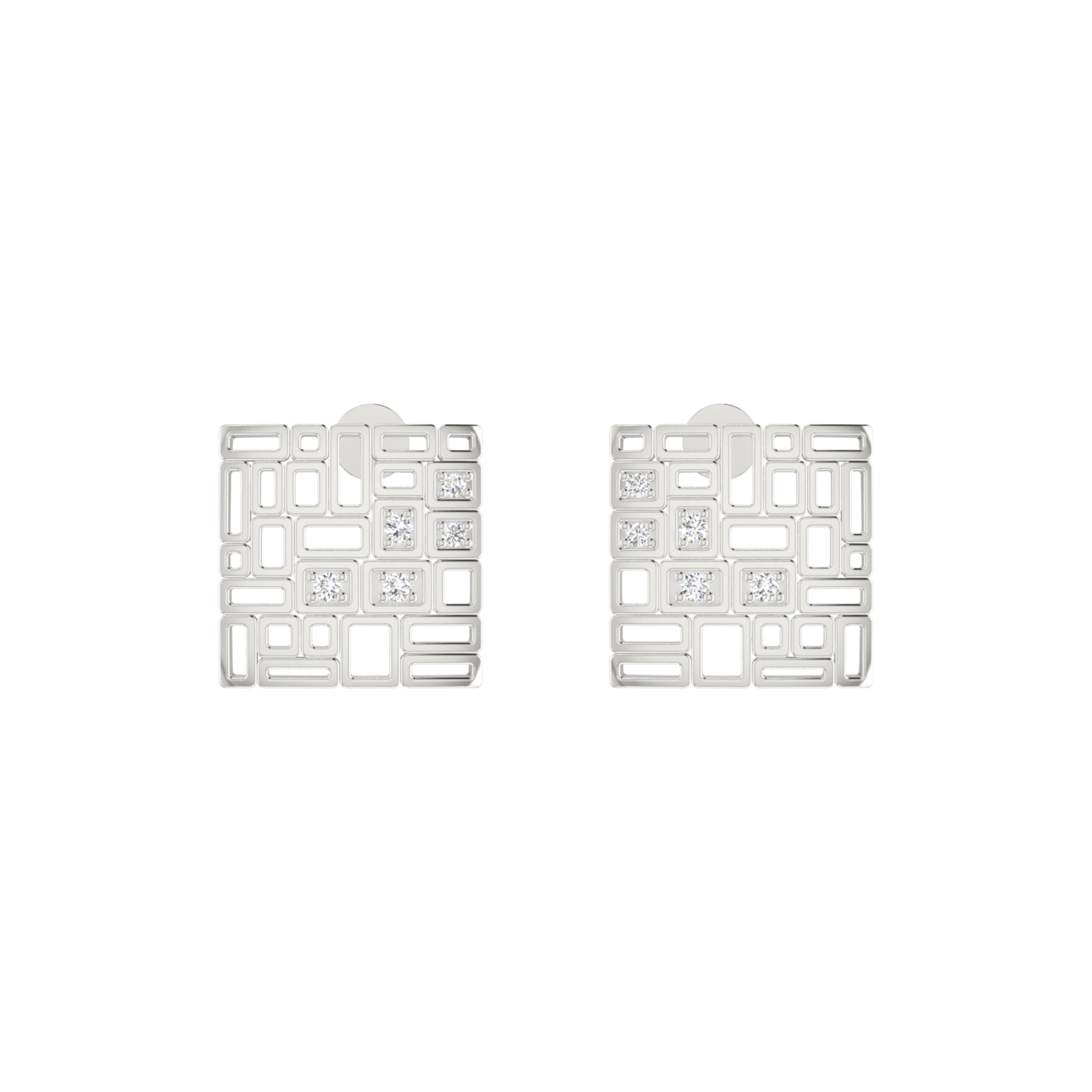 Modular Mesh Platinum Plated Lab Grown Diamond Earrings