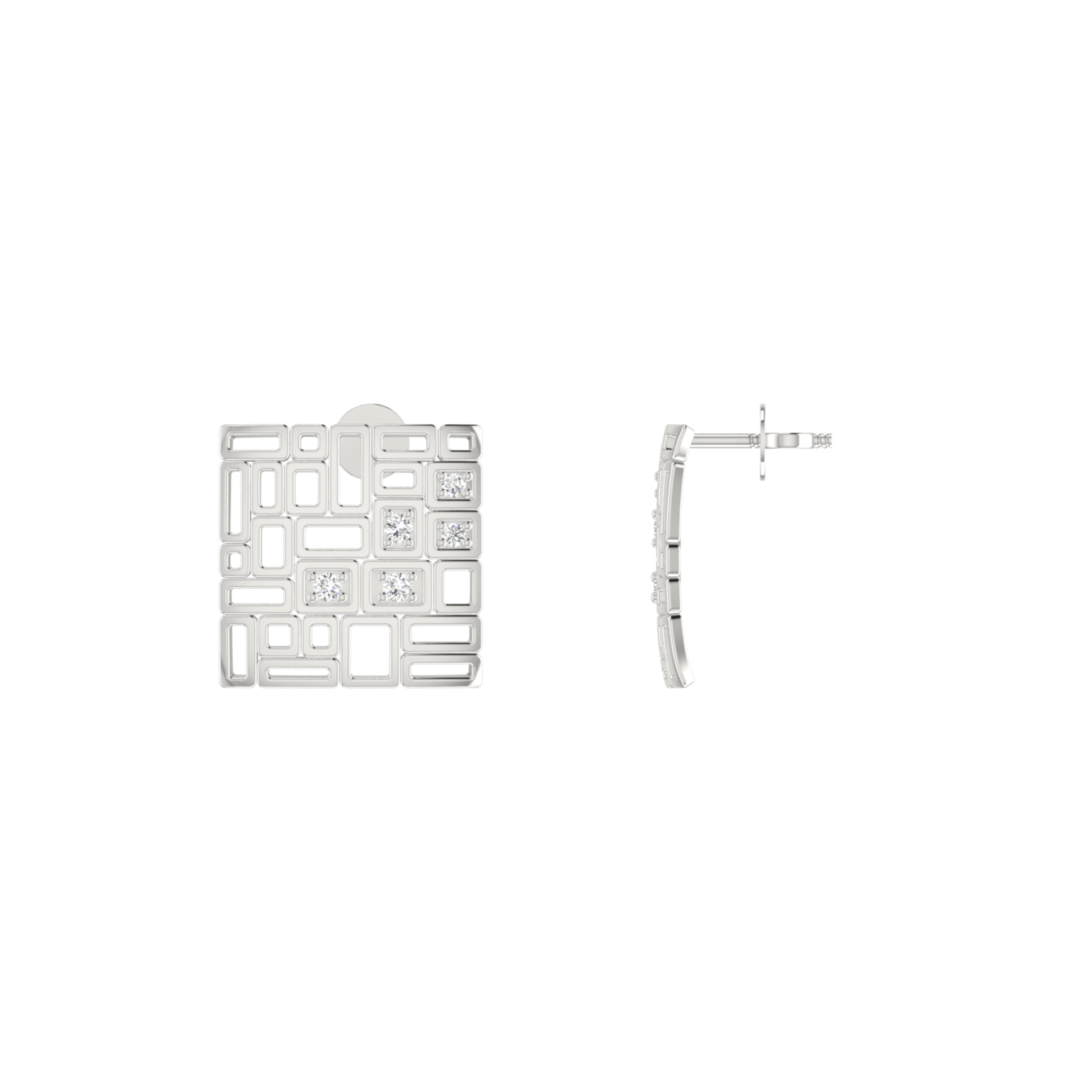 Modular Mesh Platinum Plated Lab Grown Diamond Earrings