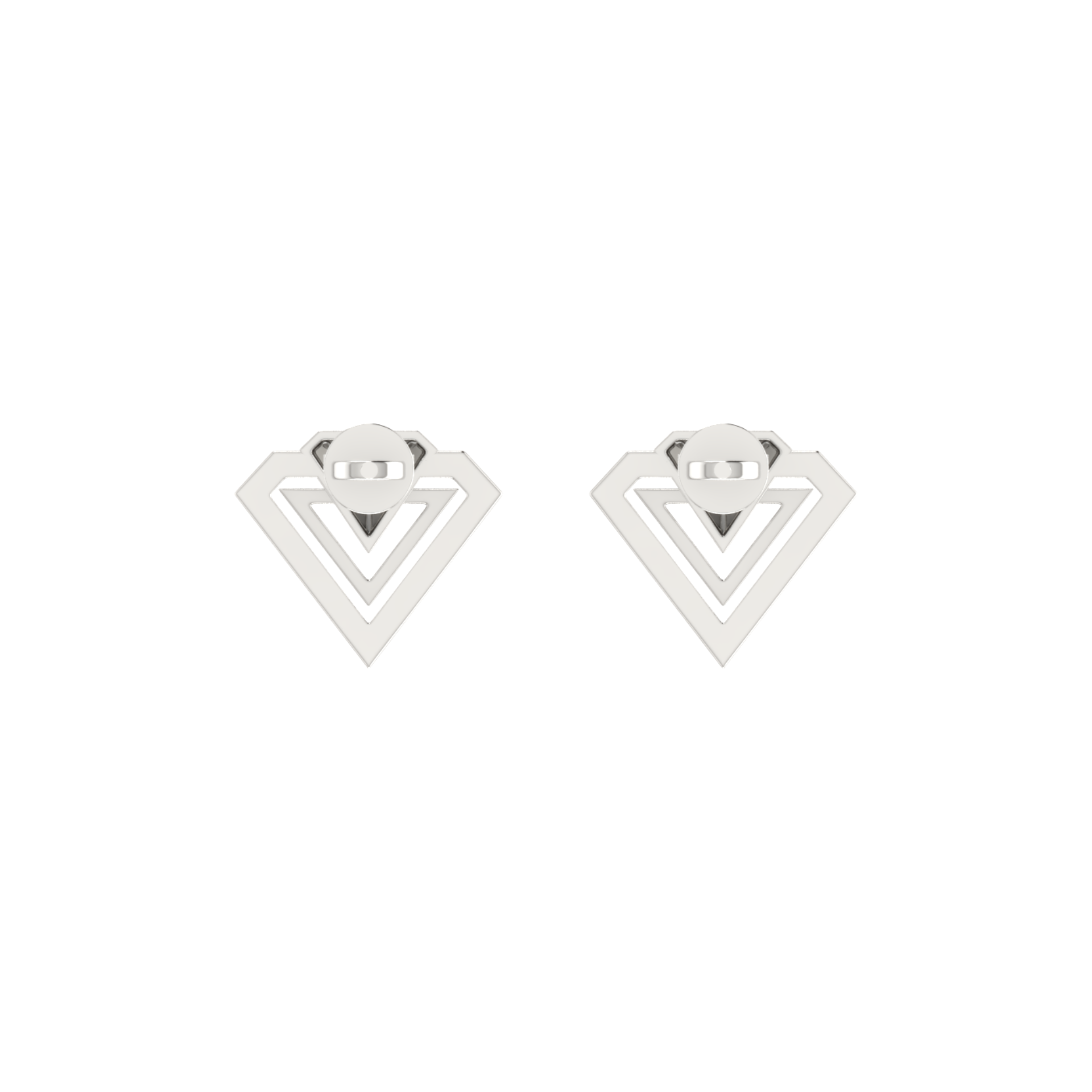 Inverted Peak Platinum Plated Lab Grown Diamond Earrings