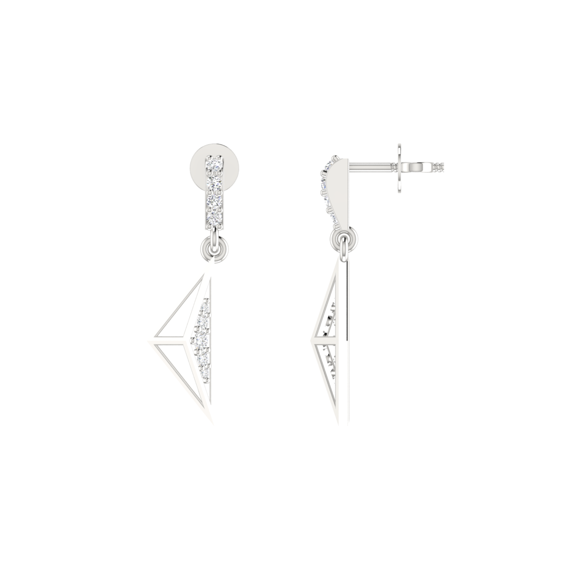 Triangle Drift Platinum Plated Lab Grown Diamond Earrings