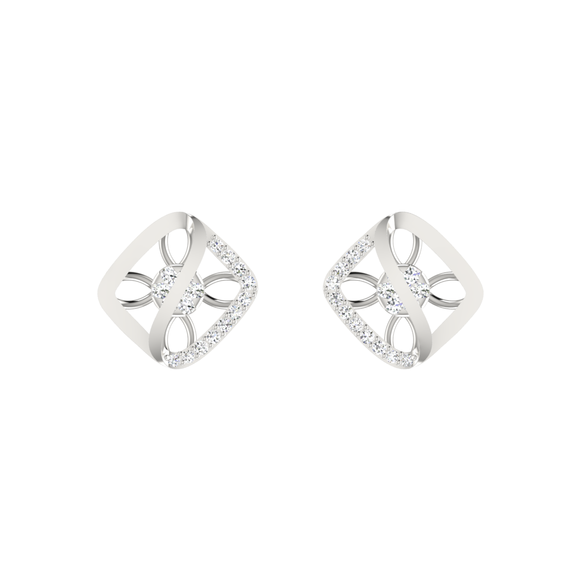 Swirl Lattice Platinum Plated Lab Grown Diamond Earrings