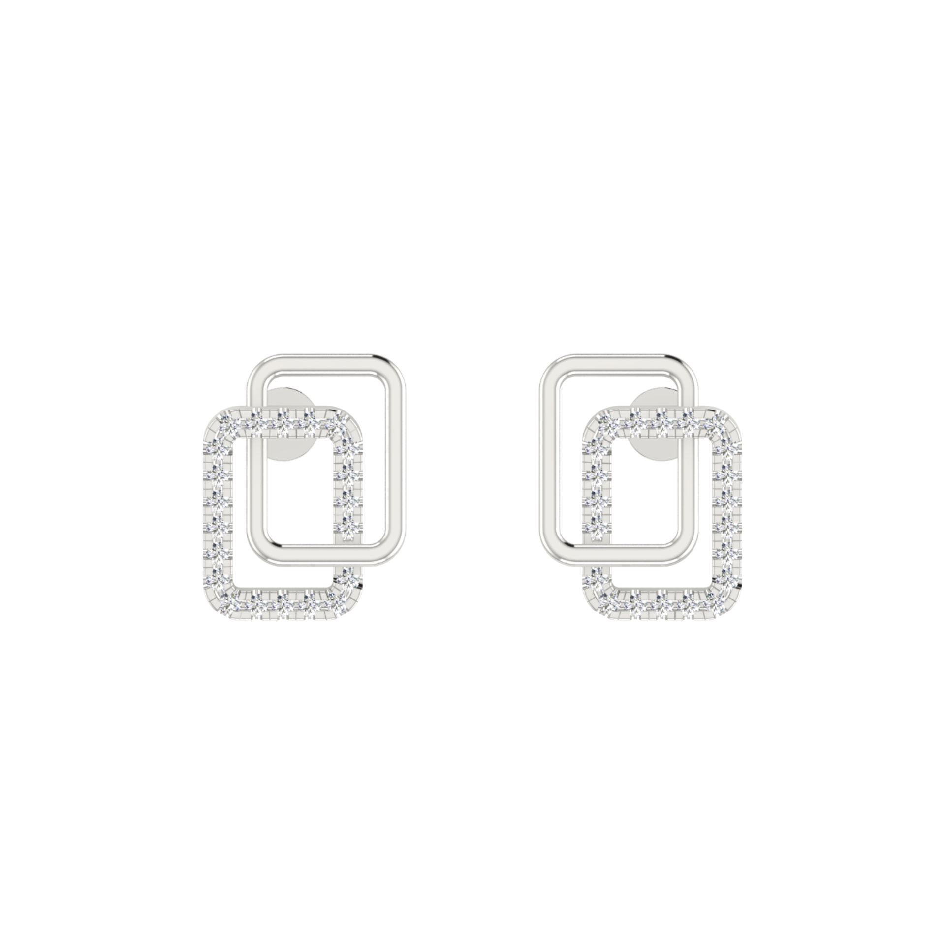 Nested Square Platinum Plated Lab Grown Diamond Earrings