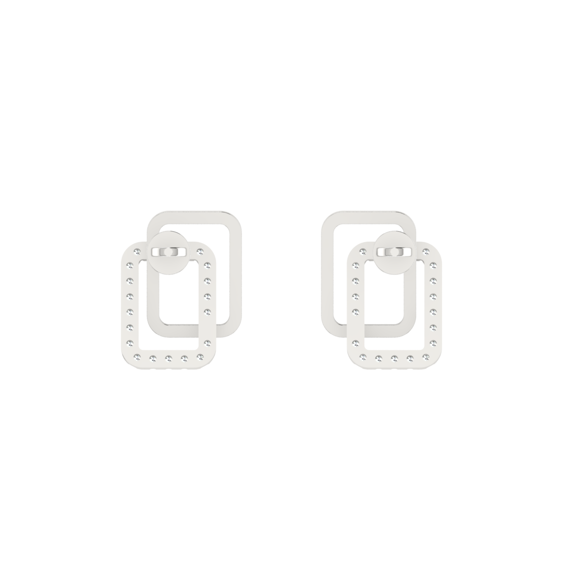 Nested Square Platinum Plated Lab Grown Diamond Earrings