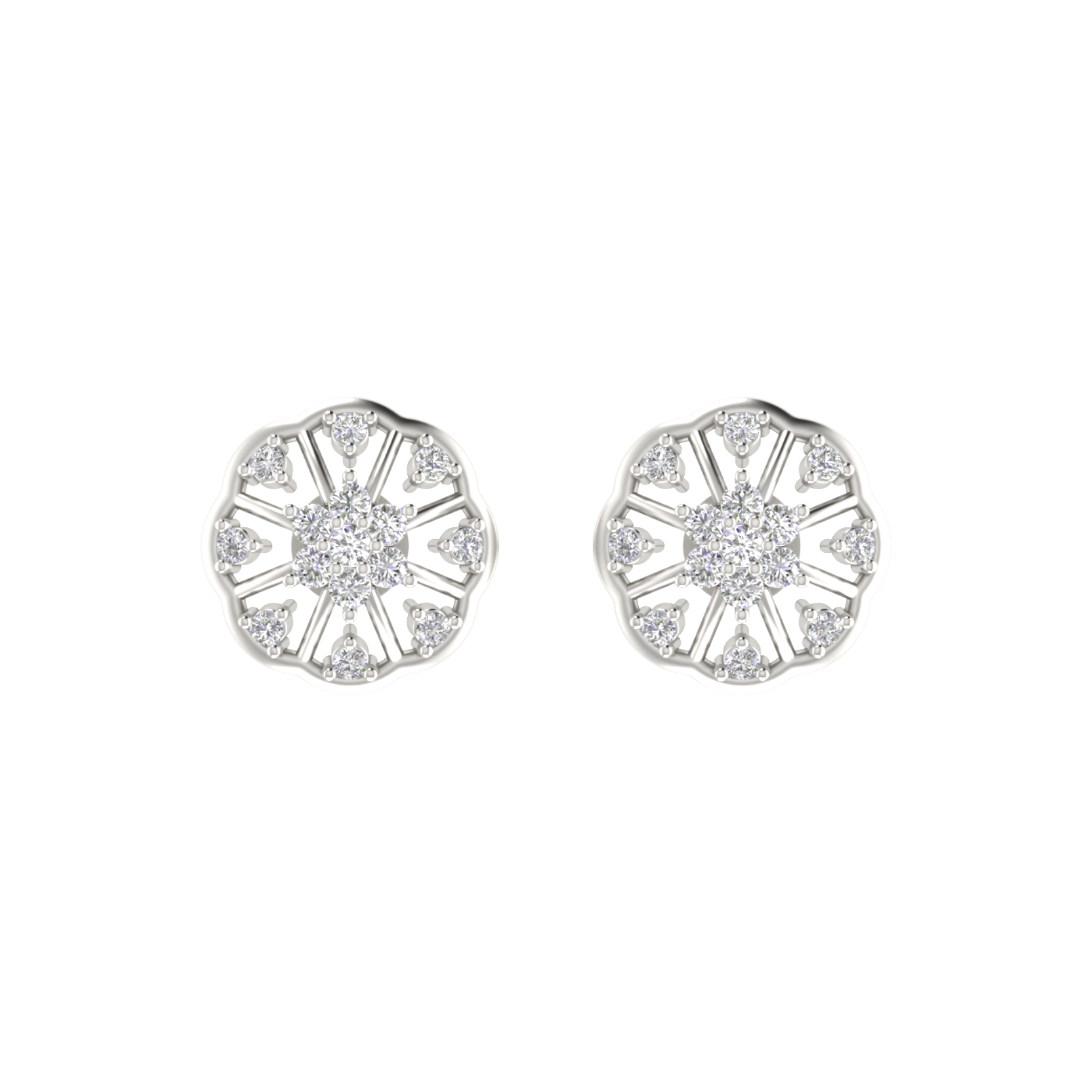 Floral Facet Platinum Plated Lab Grown Diamond Earrings