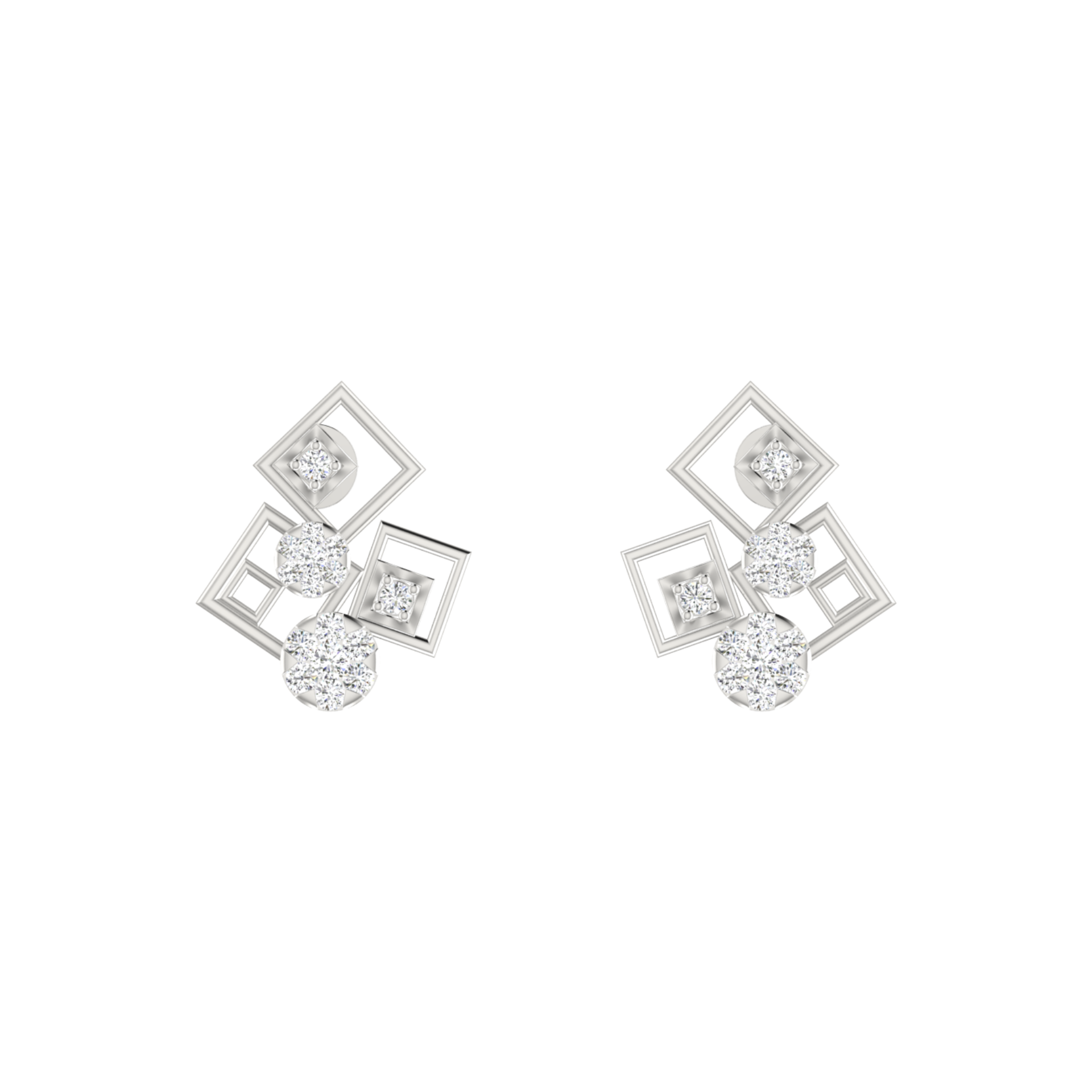 Box Fusion Platinum Plated Lab Grown Diamond Earrings