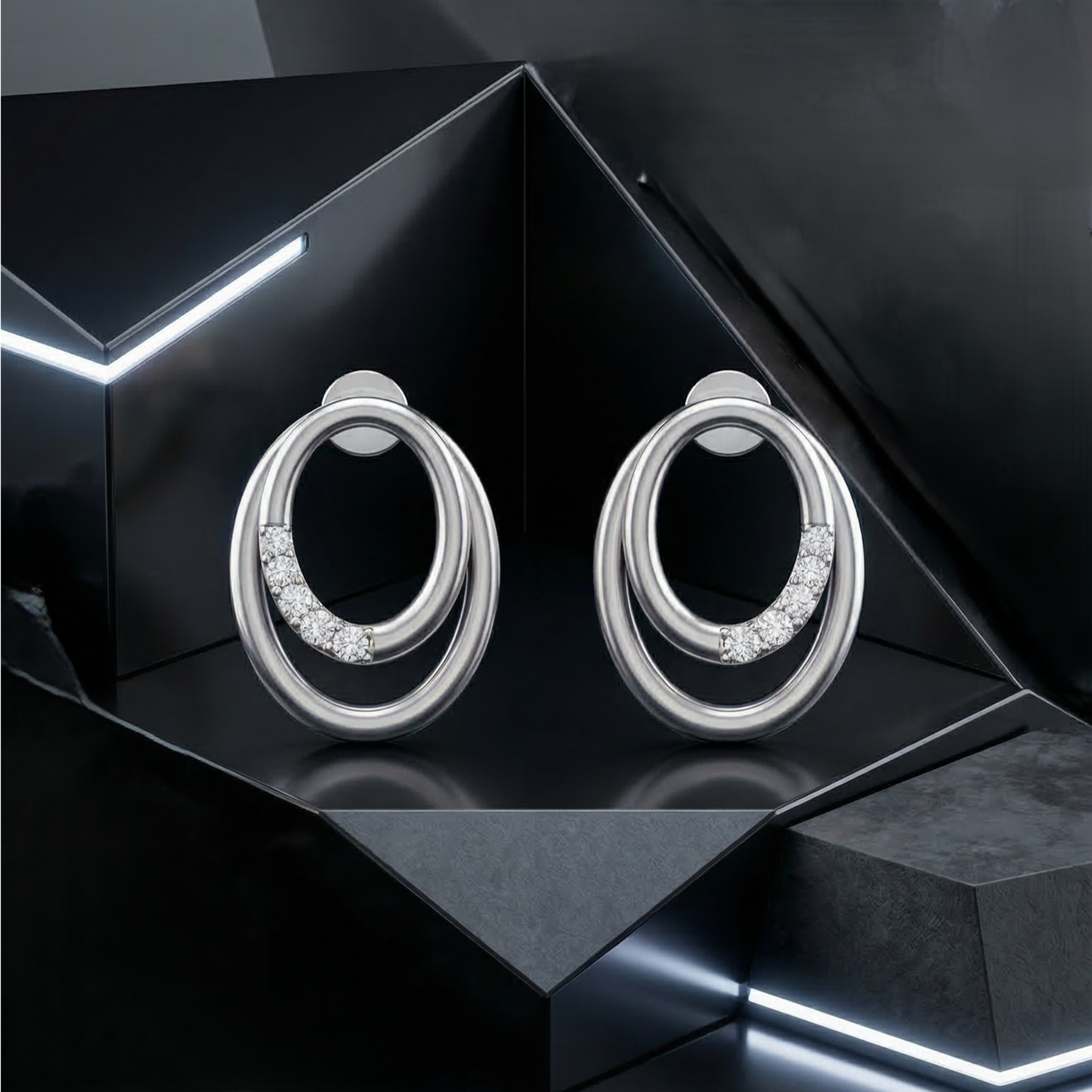 Mobius Loop Platinum Plated Lab Grown Diamond Earrings