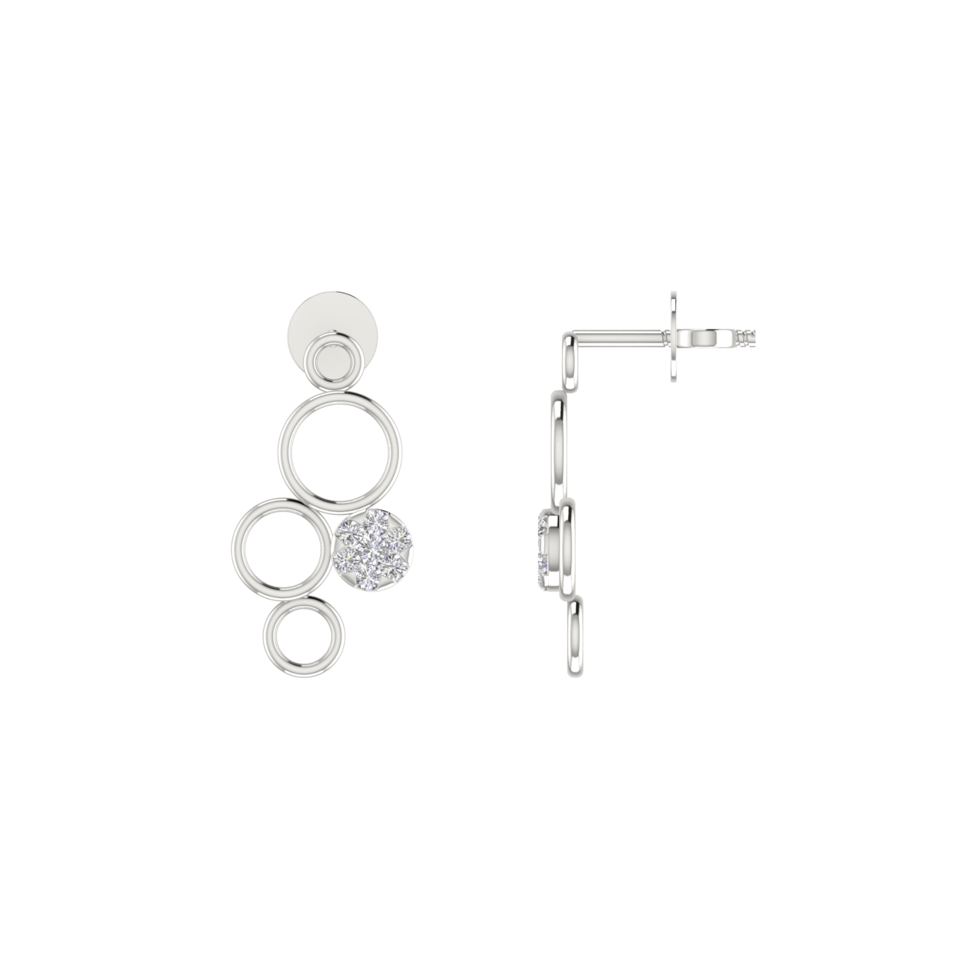 Swing Hoop Platinum Plated Lab Grown Diamond Earrings