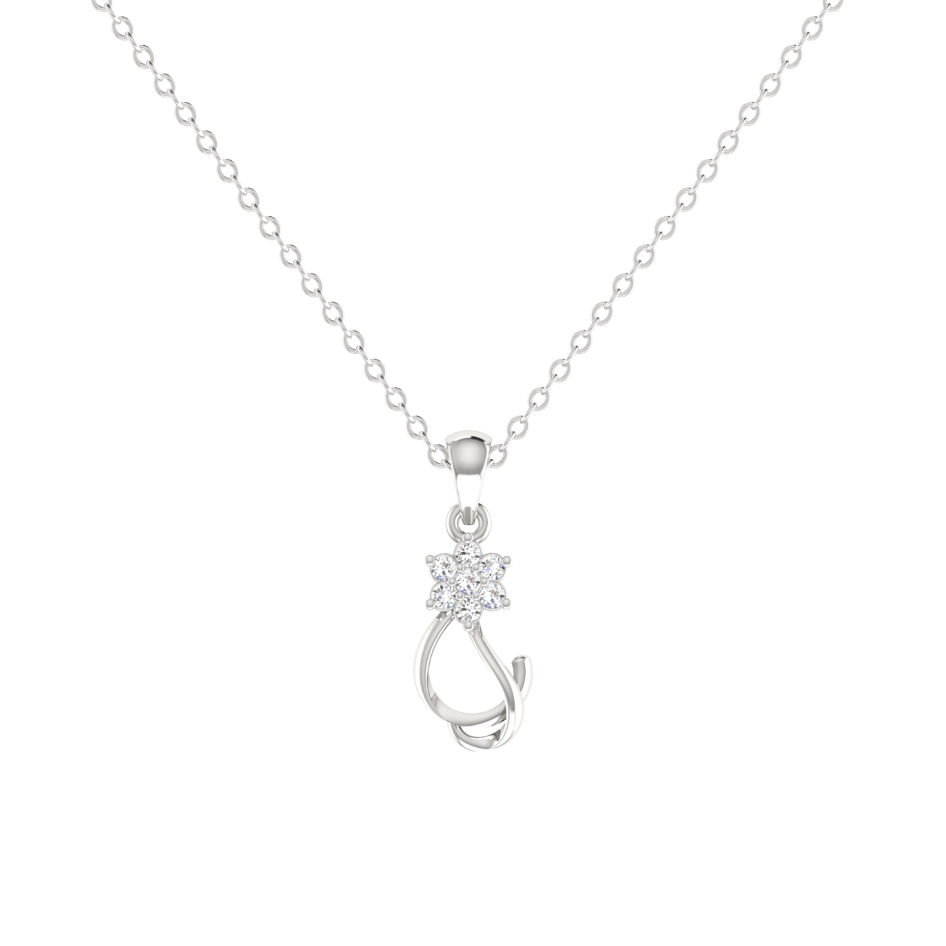 Swaying Petal Platinum Plated Lab Grown Diamond Pendant