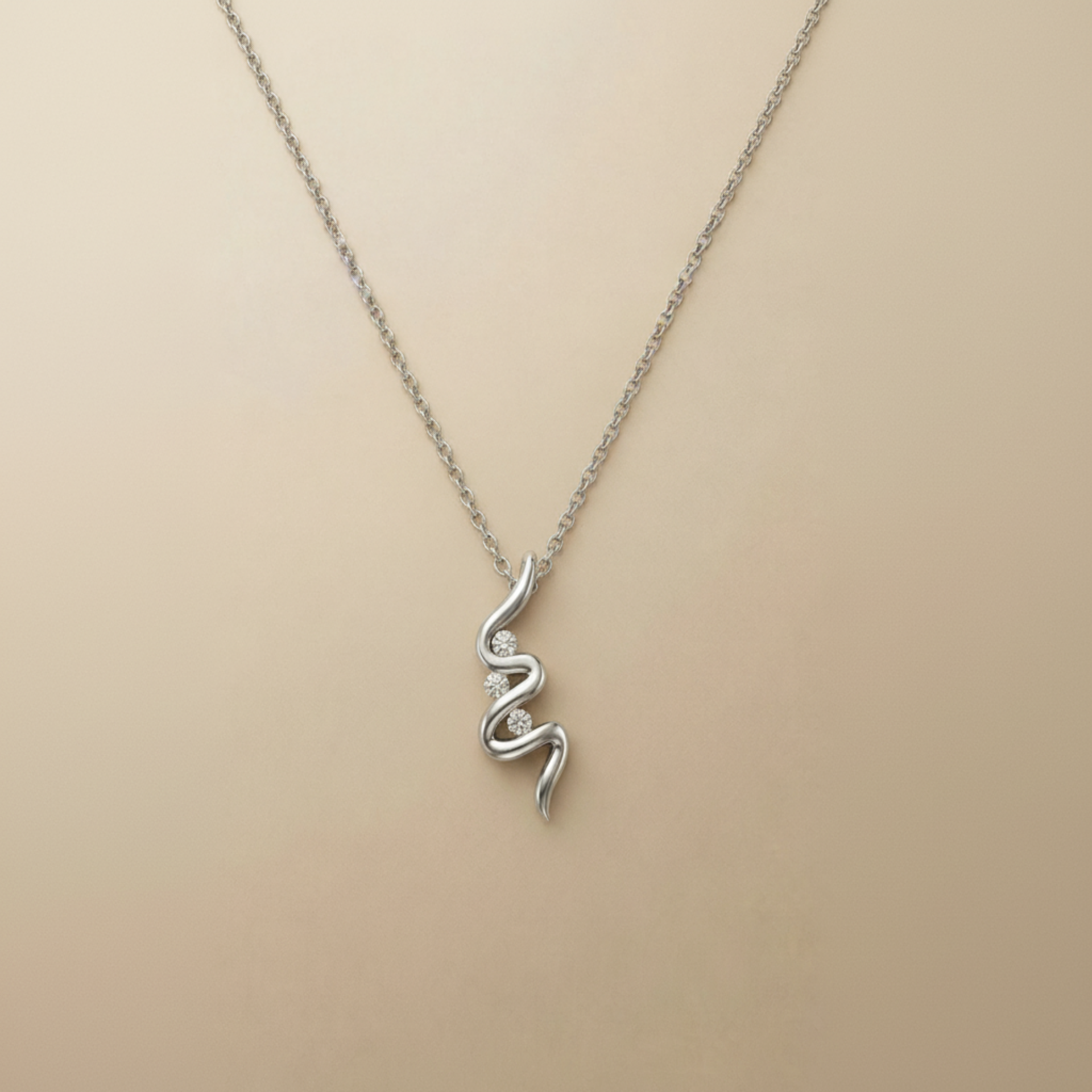 Tempo Swirl Platinum Plated Lab Grown Diamond Pendant