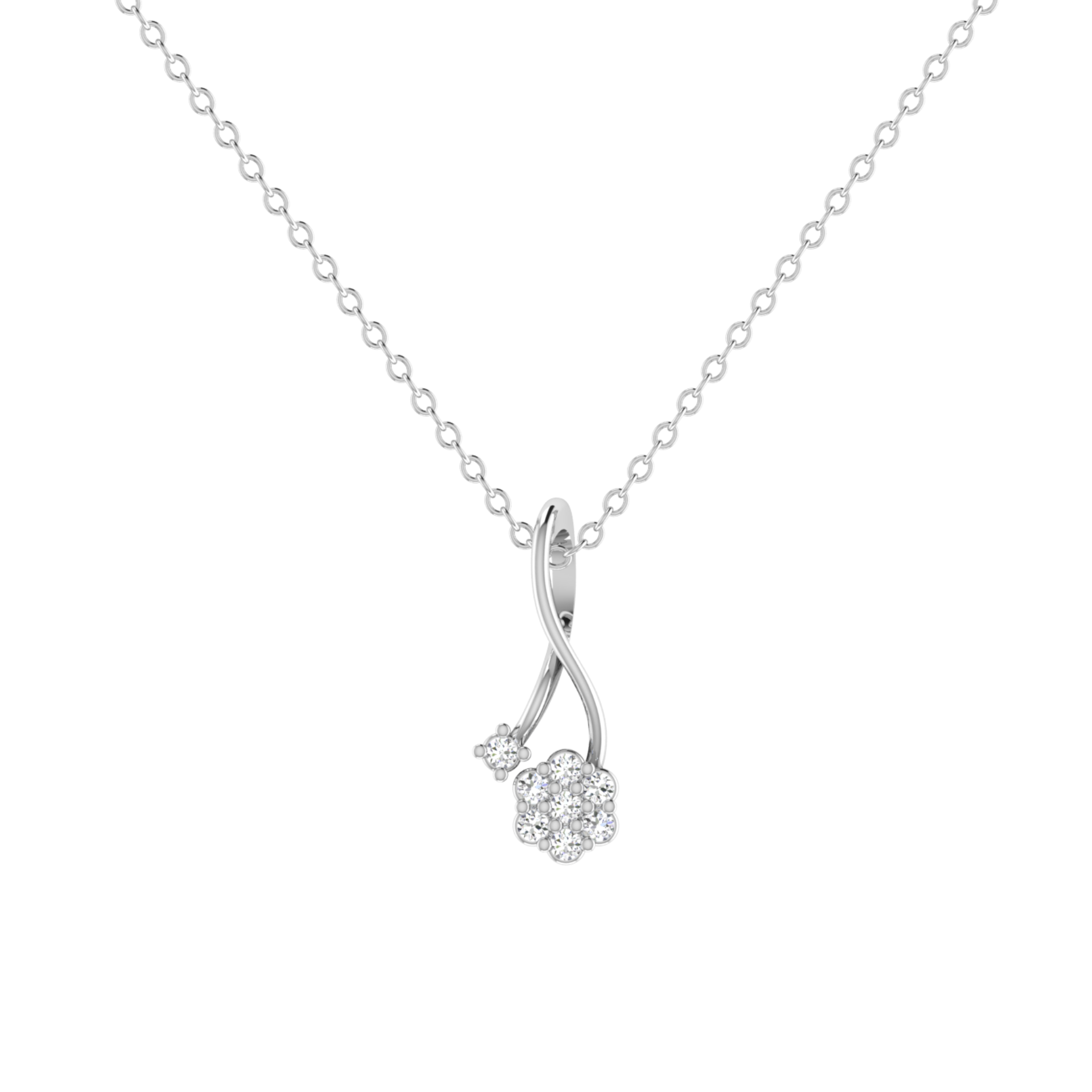 Vespera Swirl Platinum Plated Lab Grown Diamond Pendant