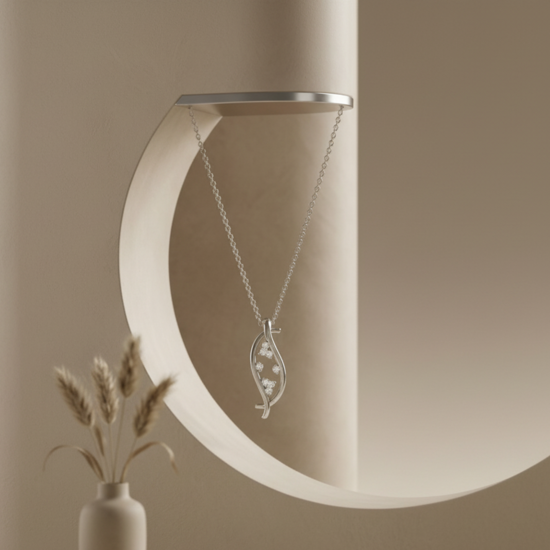 Elara Pod Platinum Plated Lab Grown Diamond Pendant