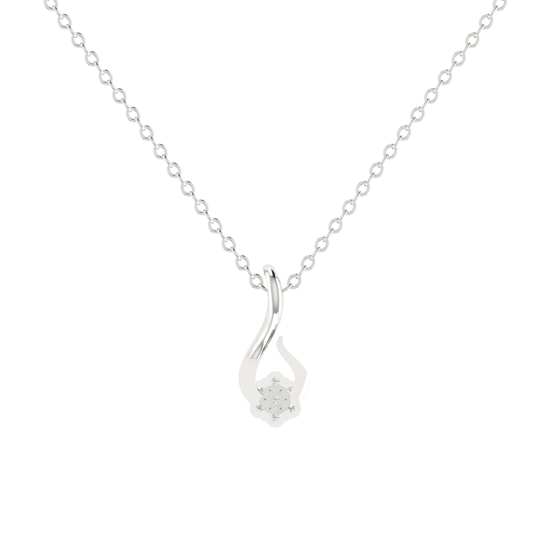 Mistral Swirl Platinum Plated Lab Grown Diamond Pendant
