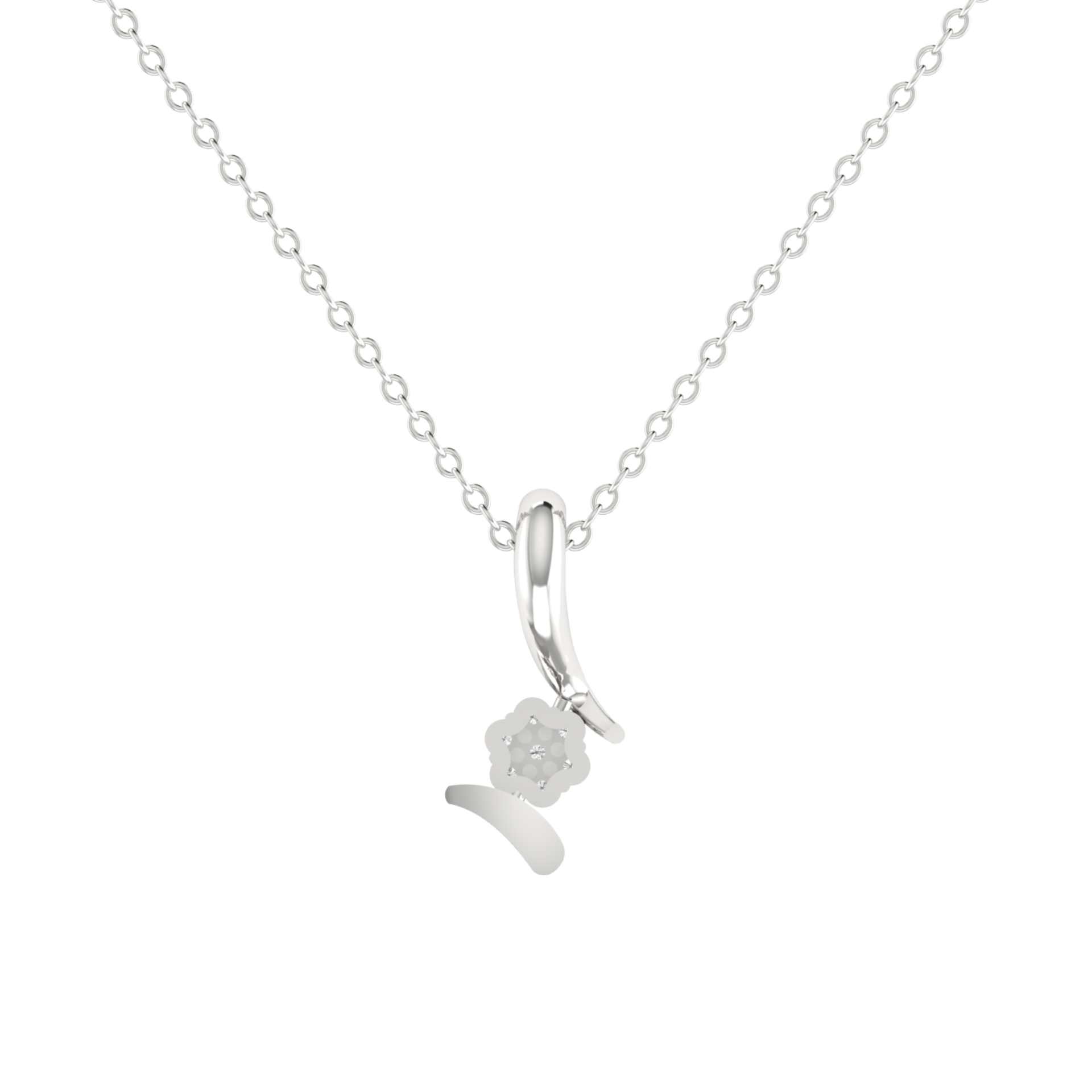 Sinuous Spark Platinum Plated Lab Grown Diamond Pendant