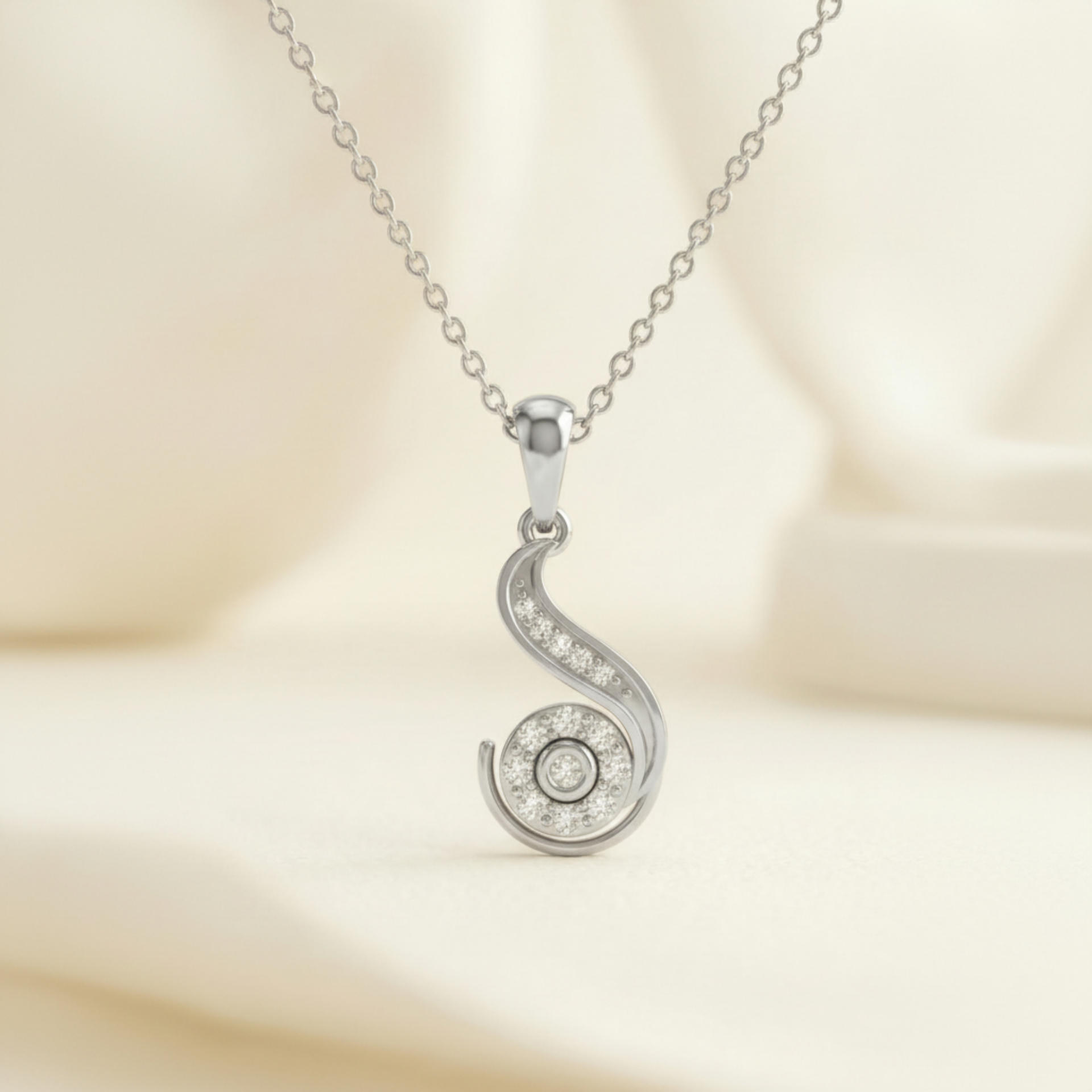 Nautilus Whisper Platinum Plated Lab Grown Diamond Pendant
