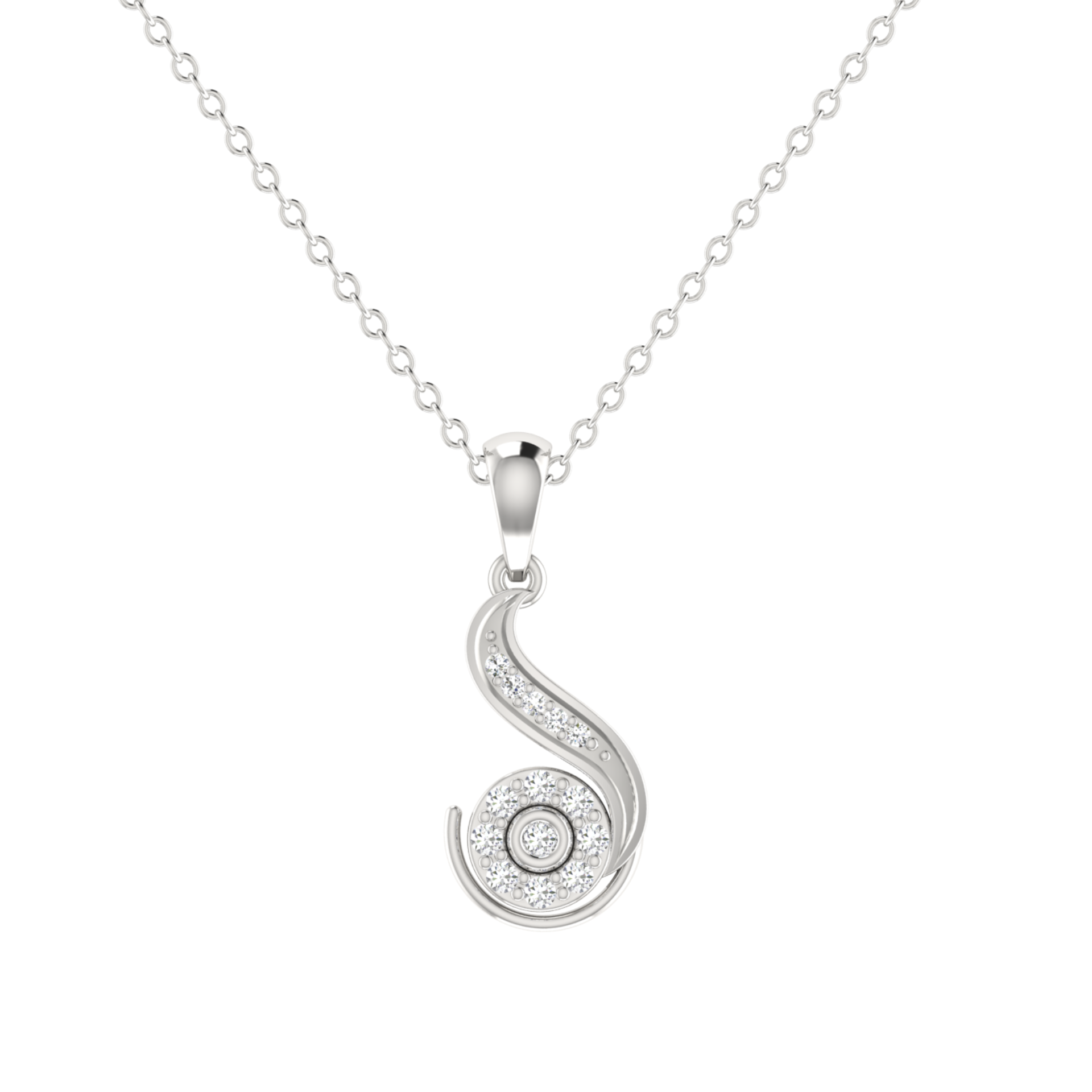 Nautilus Whisper Platinum Plated Lab Grown Diamond Pendant