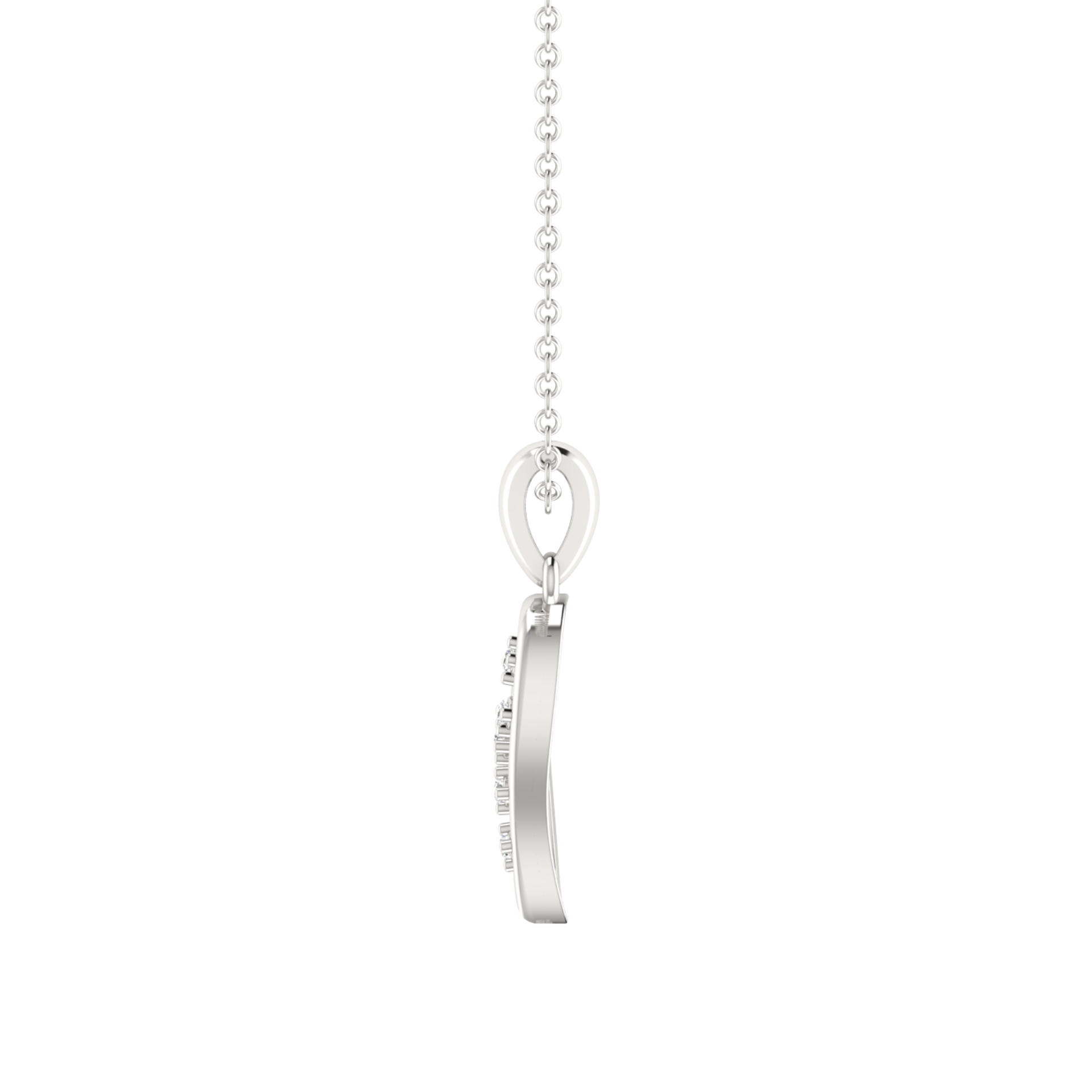 Fiddlehead Platinum Plated Lab Grown Diamond Pendant