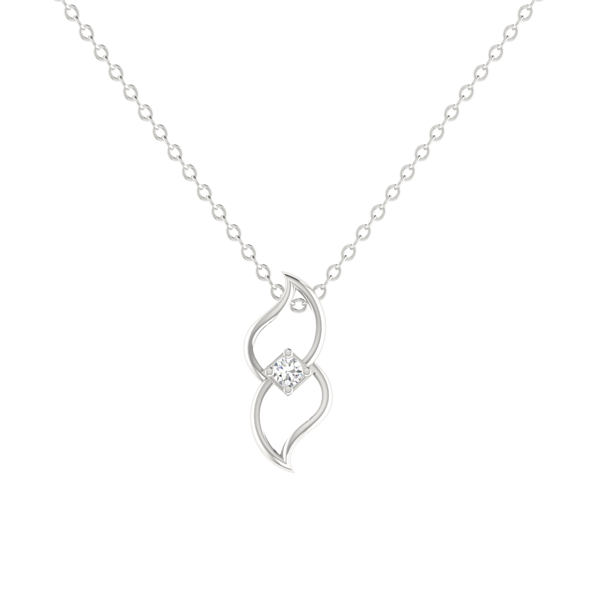 Duova Flame Platinum Plated Lab Grown Diamond Pendant