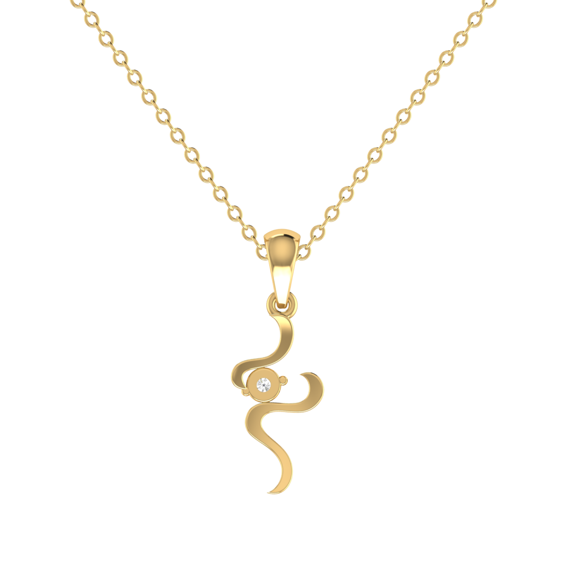 Curlicue Spark Gold Plated Lab Grown Diamond Pendant