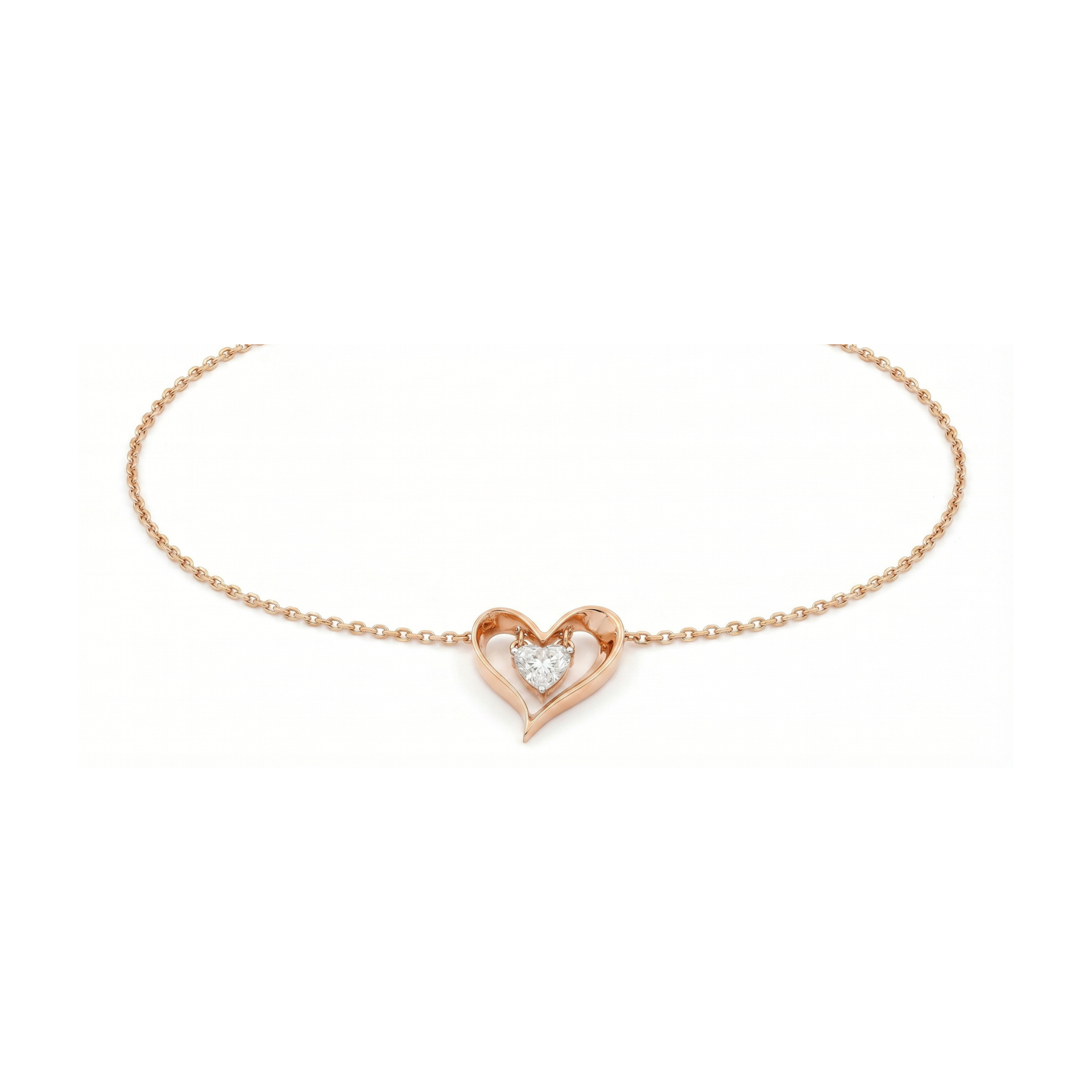 Liquid Heart Solitaire Lab Grown Diamond Necklace