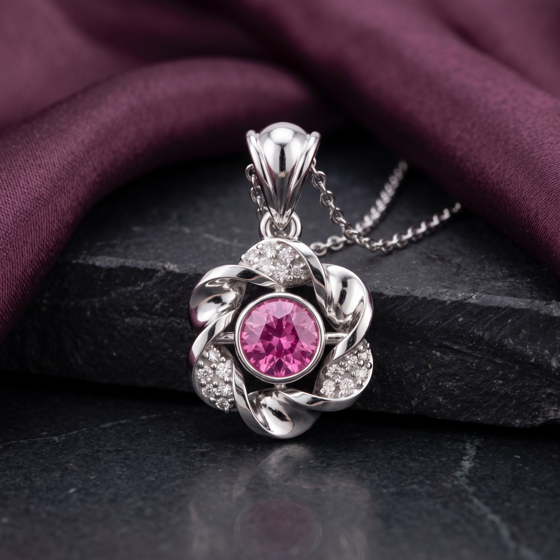 Pinwheel Nara Platinum Plated Lab Grown Diamond Pendant