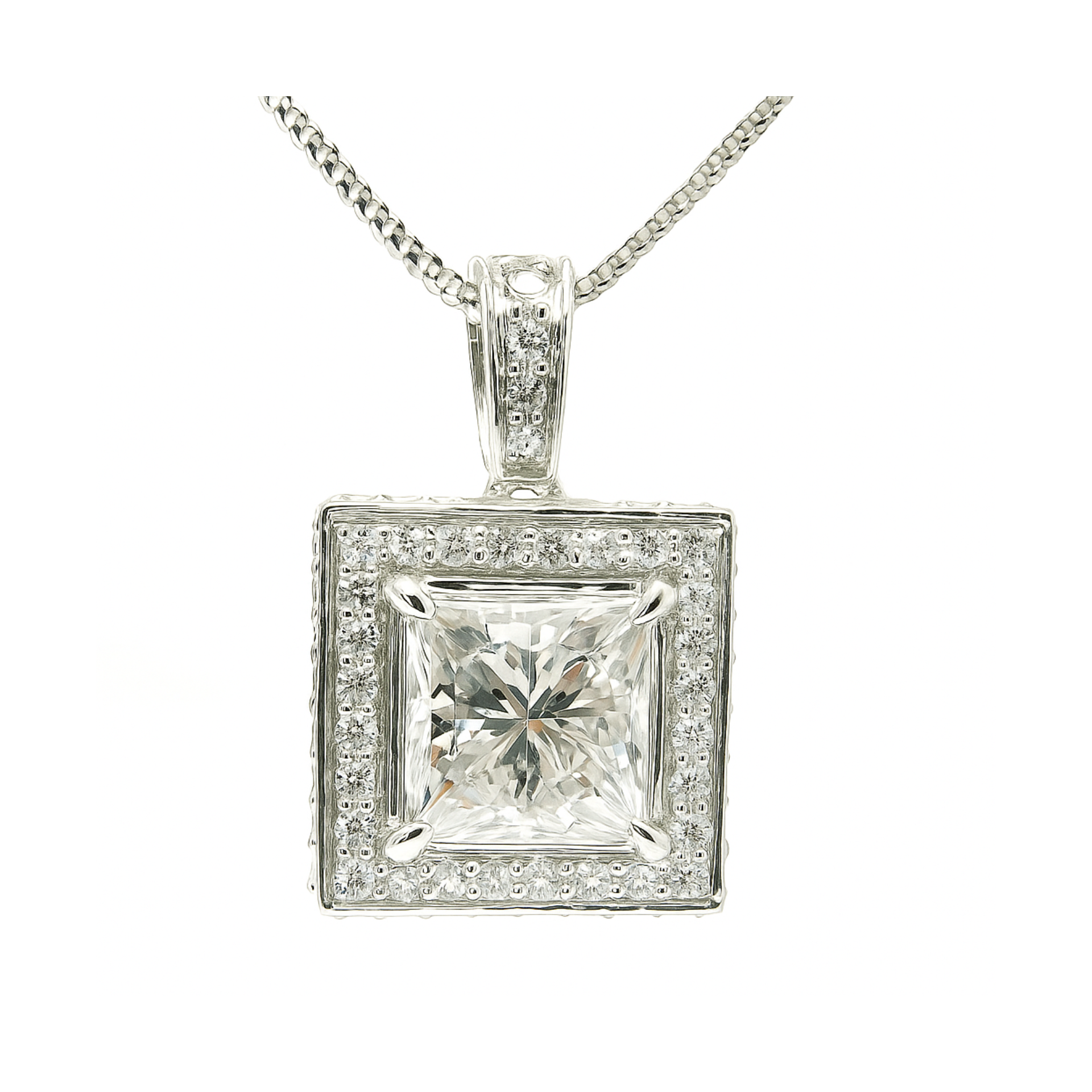 Luminary Square Solitaire Lab Grown Diamond Pendant