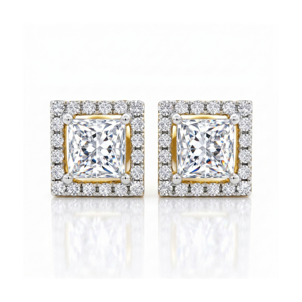 Prismora Halo Lab Grown Diamond Earrings