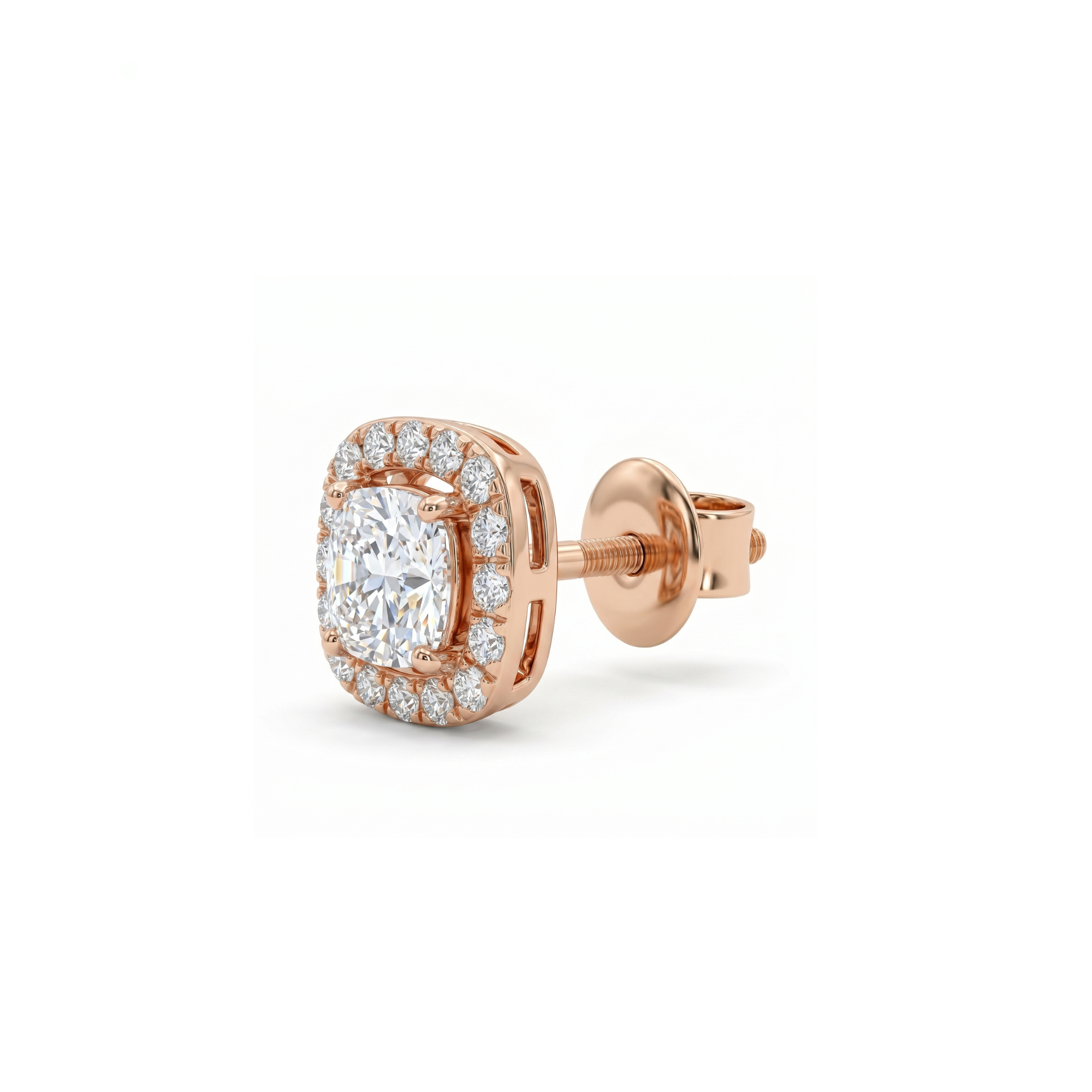 Cushion Halo Solitaire Lab Grown Diamond Earrings