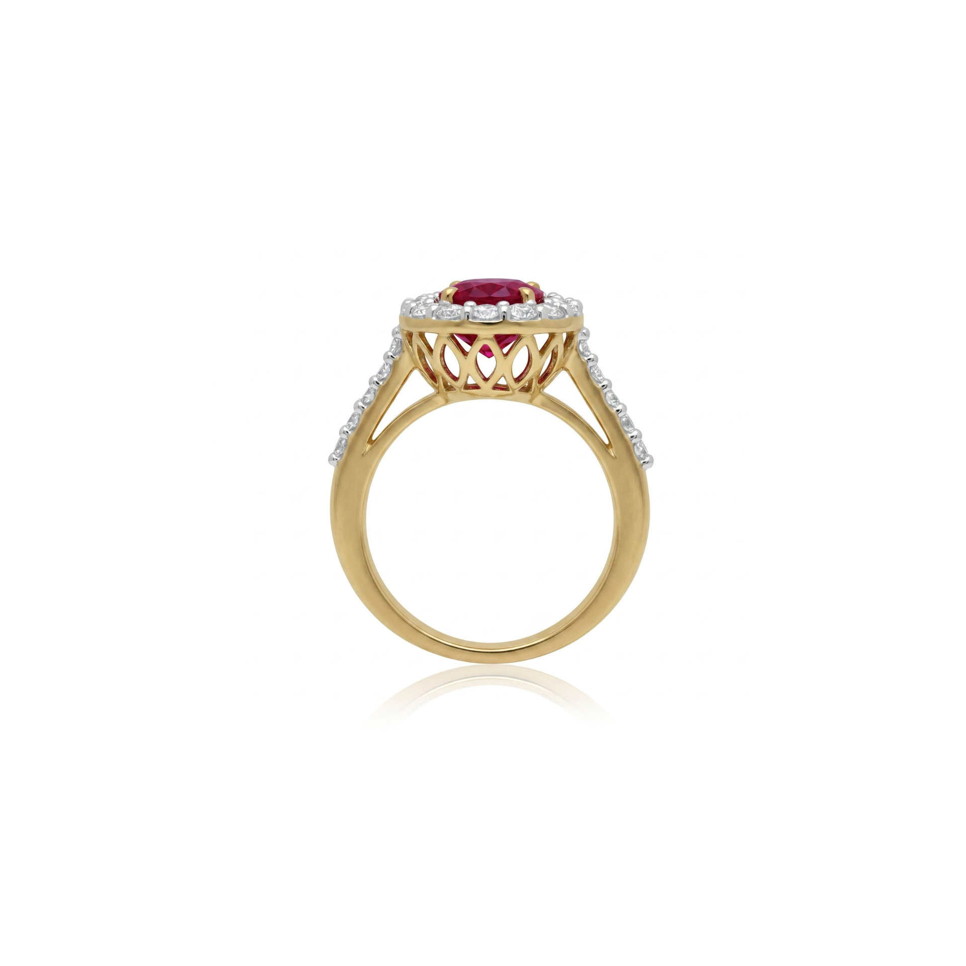 Ruby Celestial Halo Lab Grown Gemstone Ring