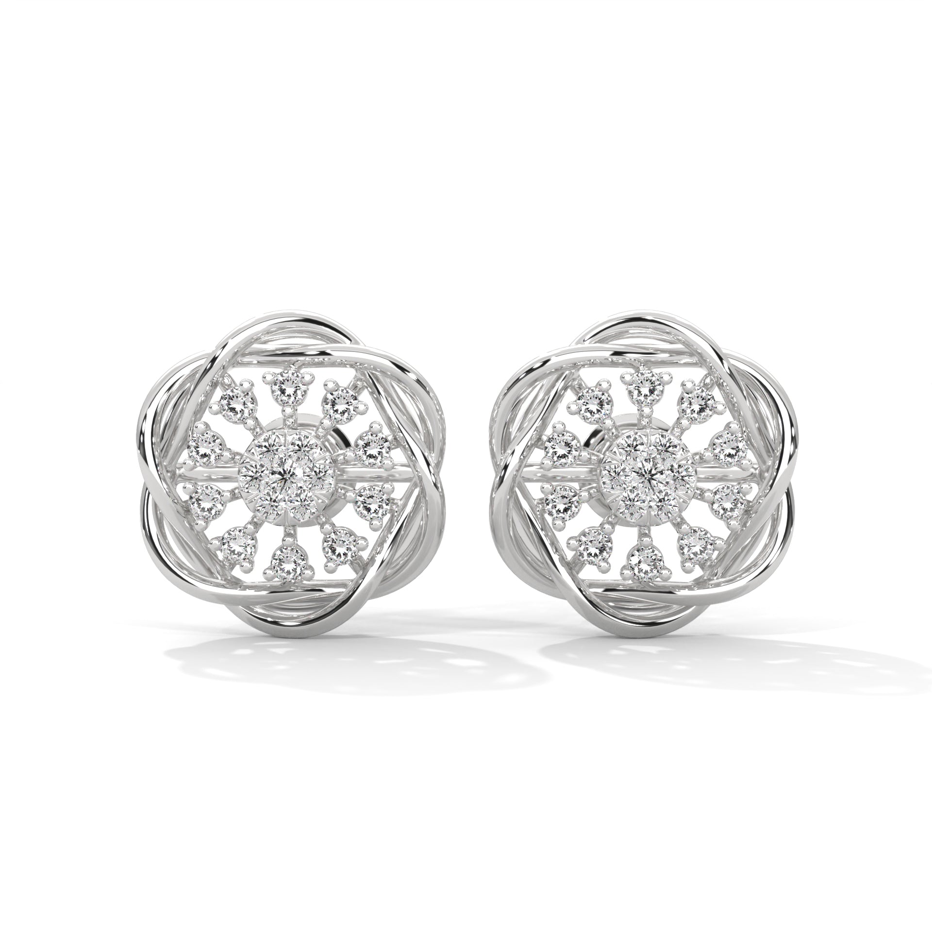 Radiant Blossom Lab Grown Diamond Stud Earrings