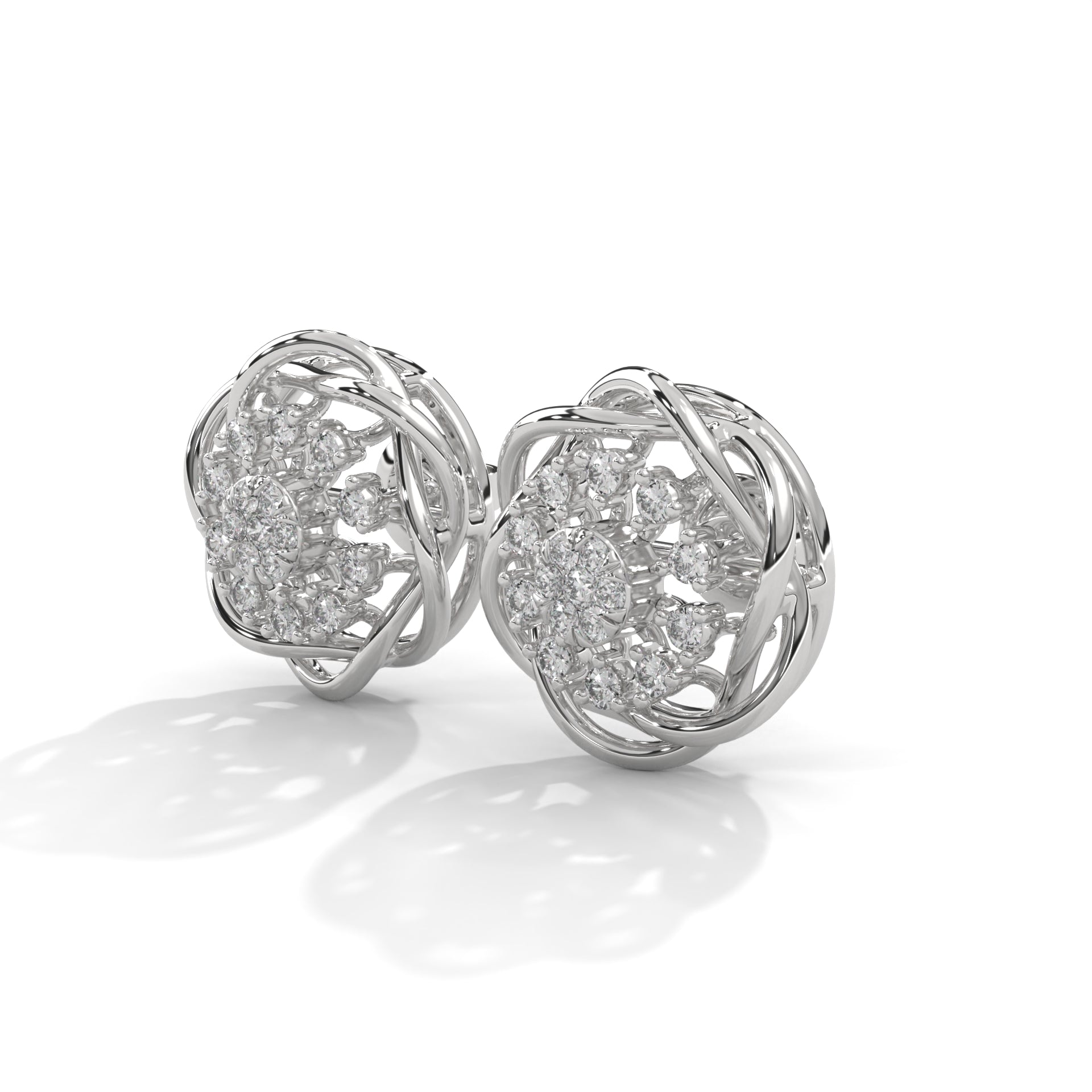 Radiant Blossom Lab Grown Diamond Stud Earrings