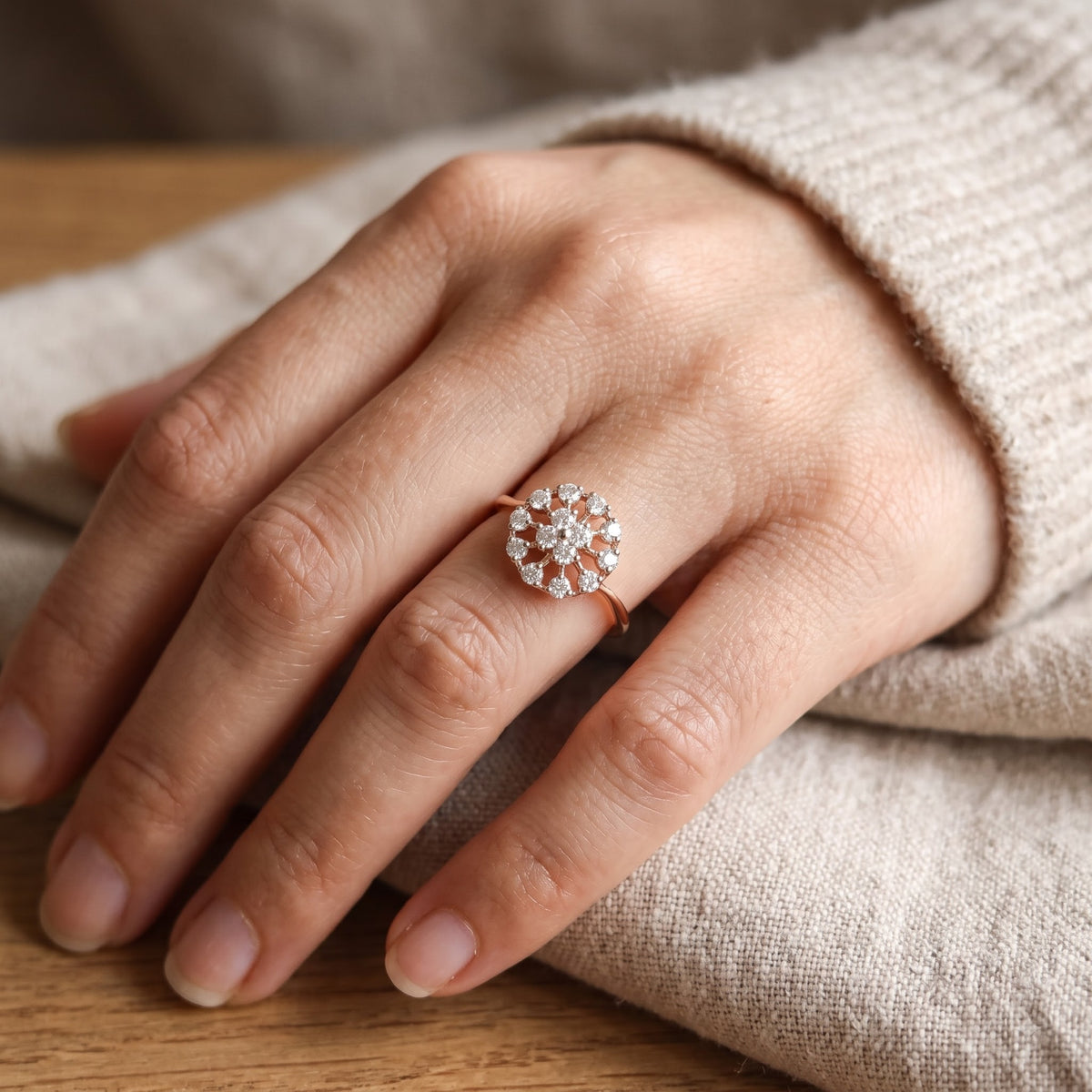 Virelia Radiant Flora Lab Grown Diamond Ring