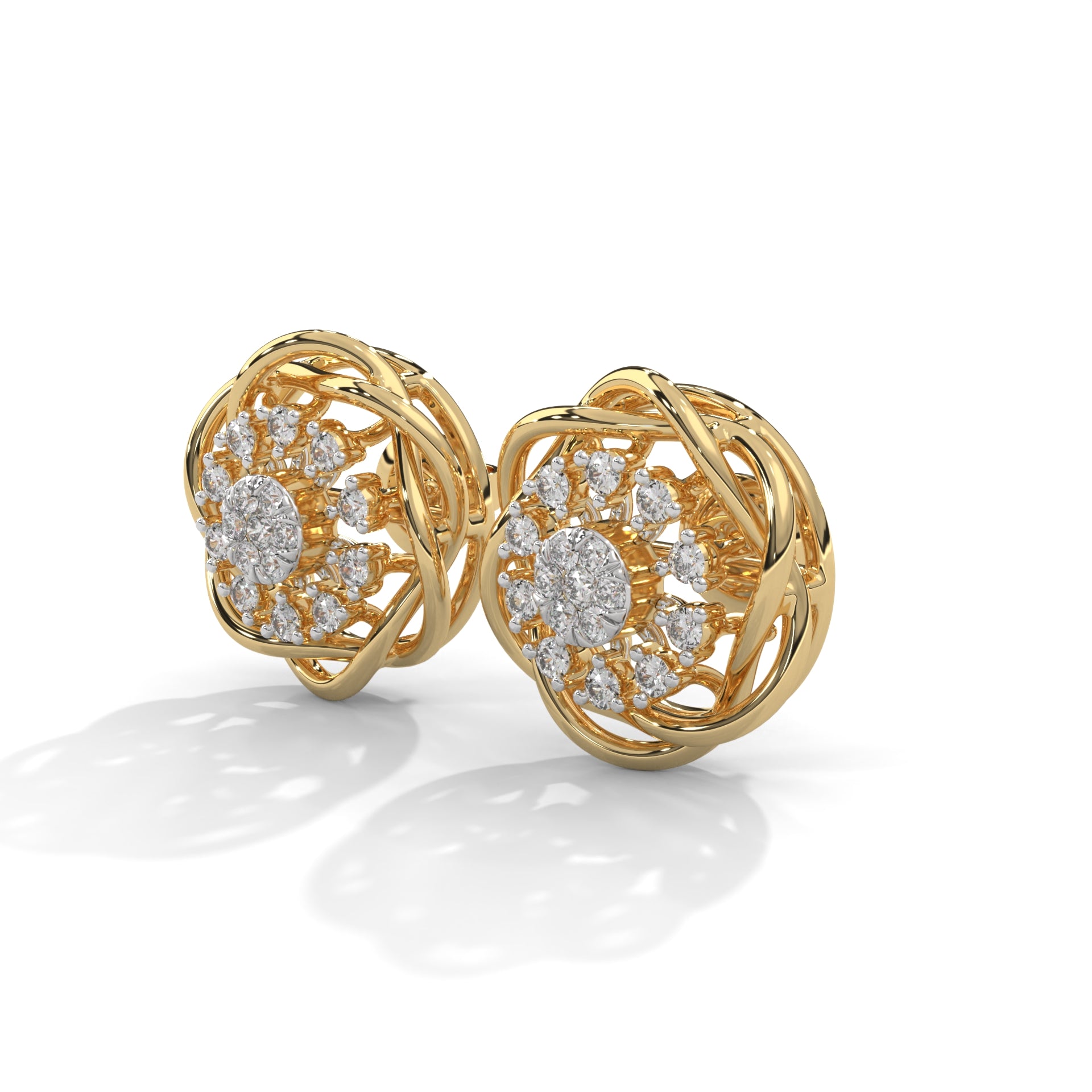 Radiant Blossom Lab Grown Diamond Stud Earrings