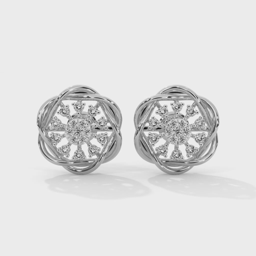 Radiant Blossom Lab Grown Diamond Stud Earrings