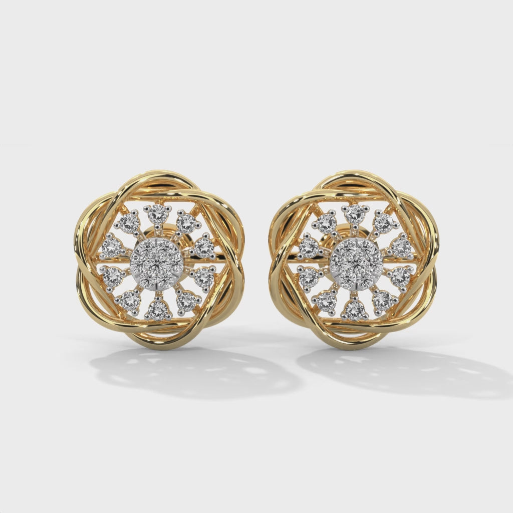 Radiant Blossom Lab Grown Diamond Stud Earrings