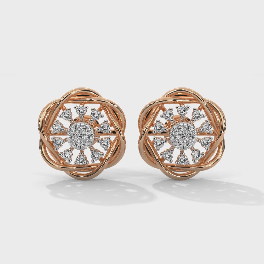 Radiant Blossom Lab Grown Diamond Stud Earrings