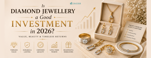 Featured banner highlighting diamond jewellery as a timeless purchase in 2026, featuring elegant lab-grown diamond jewellery in a luxurious beige setting that reflects quality, craftsmanship, and lasting value.