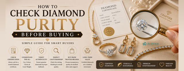 Elegant featured banner showcasing diamond certification, professional diamond inspection with a jeweller's loupe, and beautifully crafted lab-grown diamond jewellery in a premium luxury display.