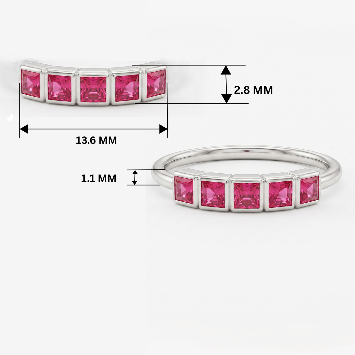 Linear Pedestal Platinum Plated Lab Grown Diamond Ring