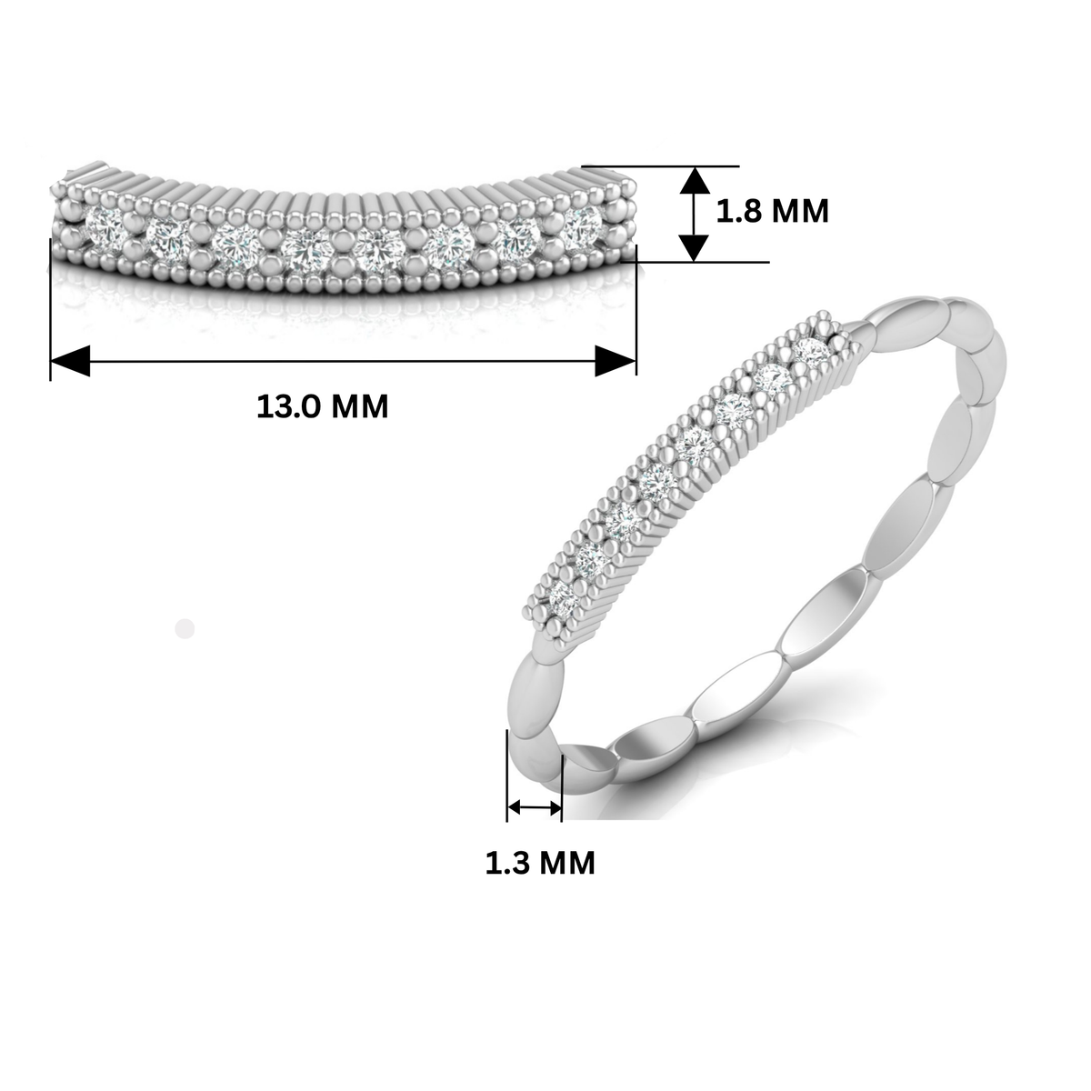 Pebble Path Platinum Plated Lab Grown Diamond Ring
