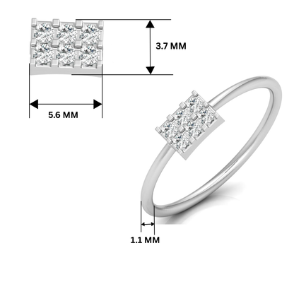 Metric Rectangle Platinum Plated Lab Grown Diamond Ring