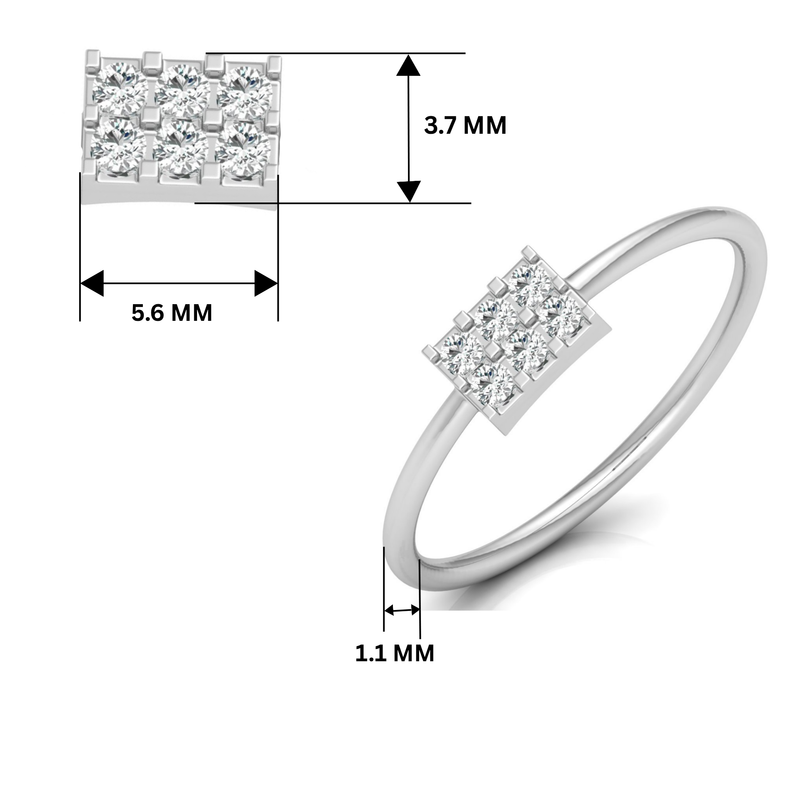 Metric Rectangle Platinum Plated Lab Grown Diamond Ring