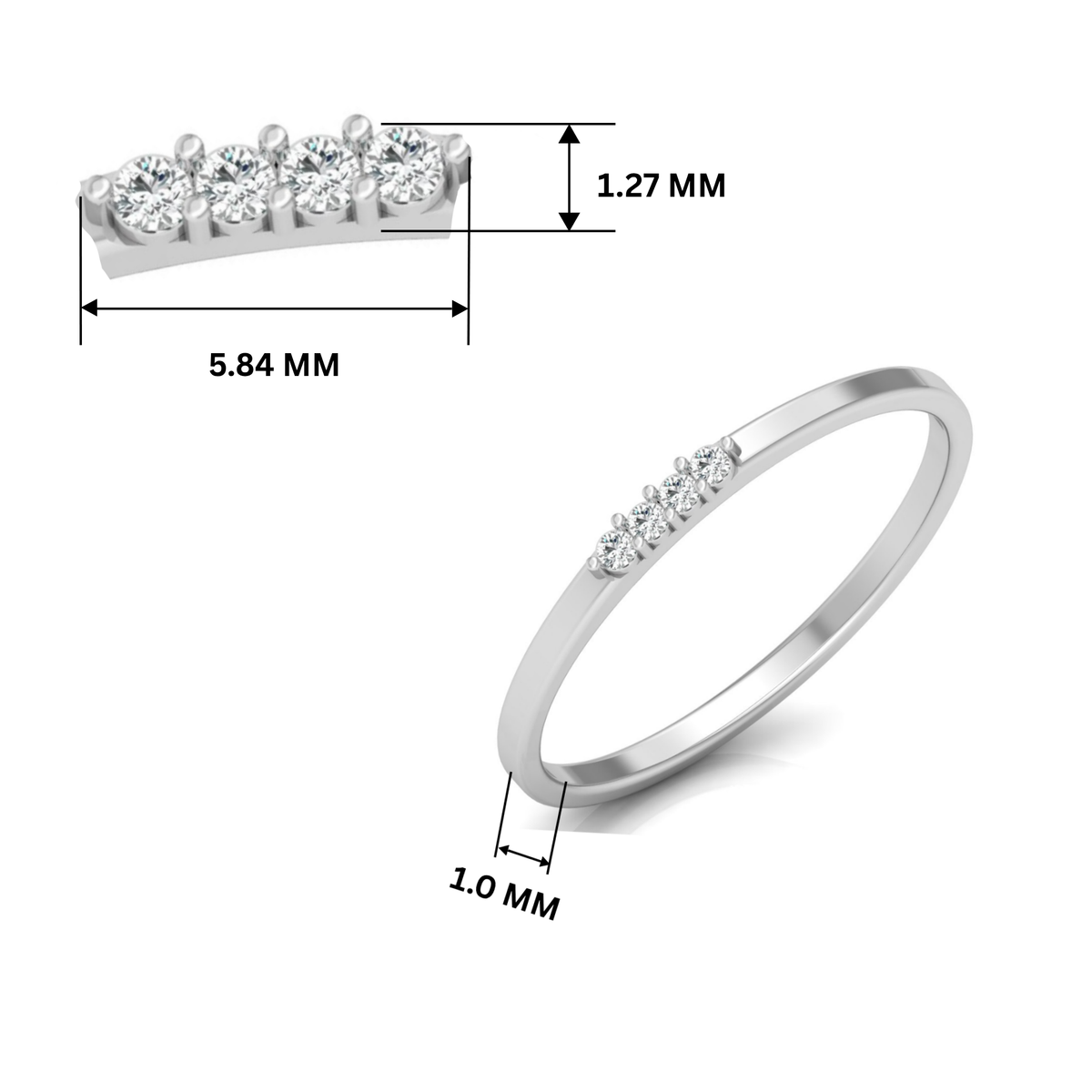 Core Four Platinum Plated Lab Grown Diamond Ring